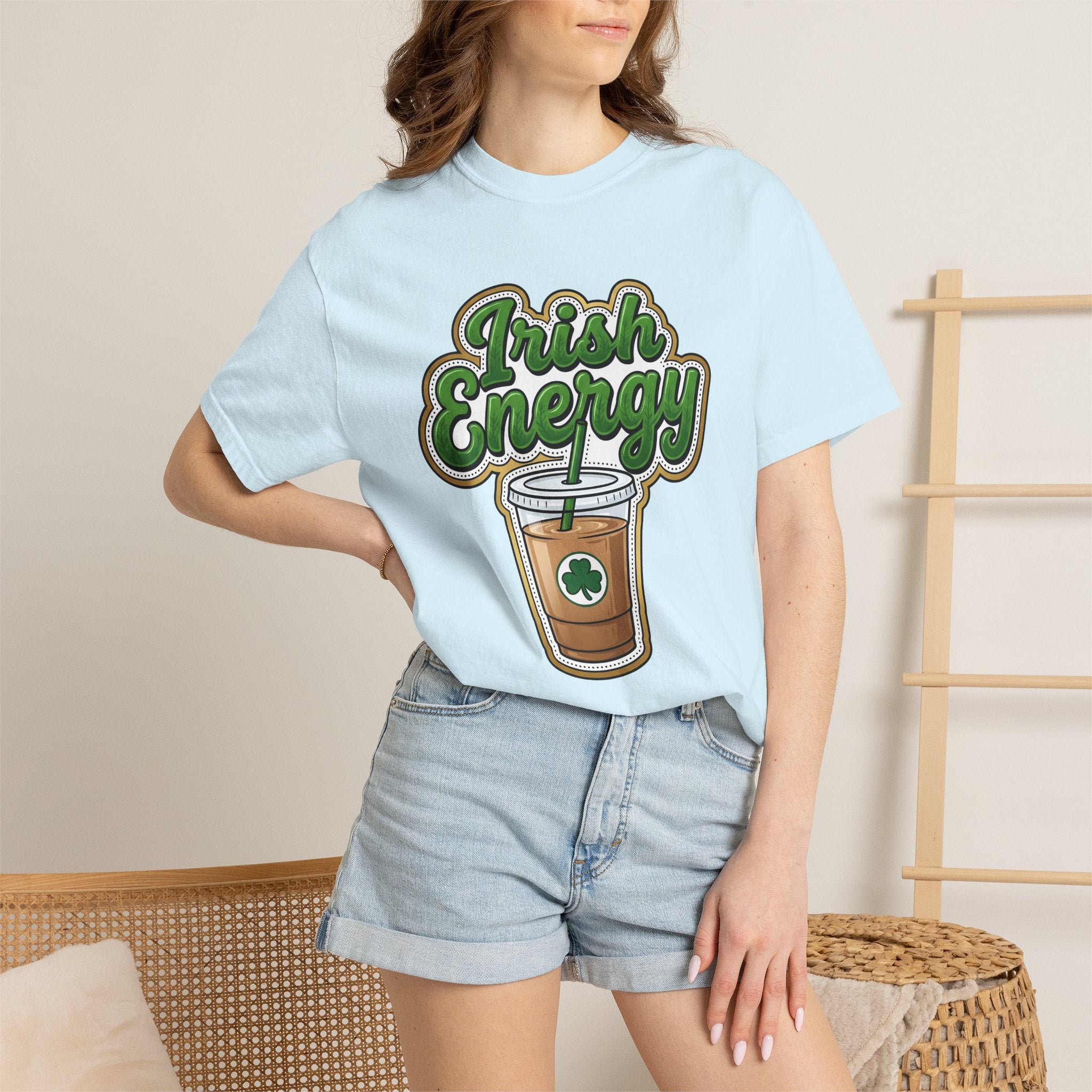 Iced Latte Glass Shirt St Patrick's Day Mocha Gift Women Comic Tee Coffee Cup T-Shirt Irish Fan Cartoon Tshirt Mocha Design Classic Shamrock