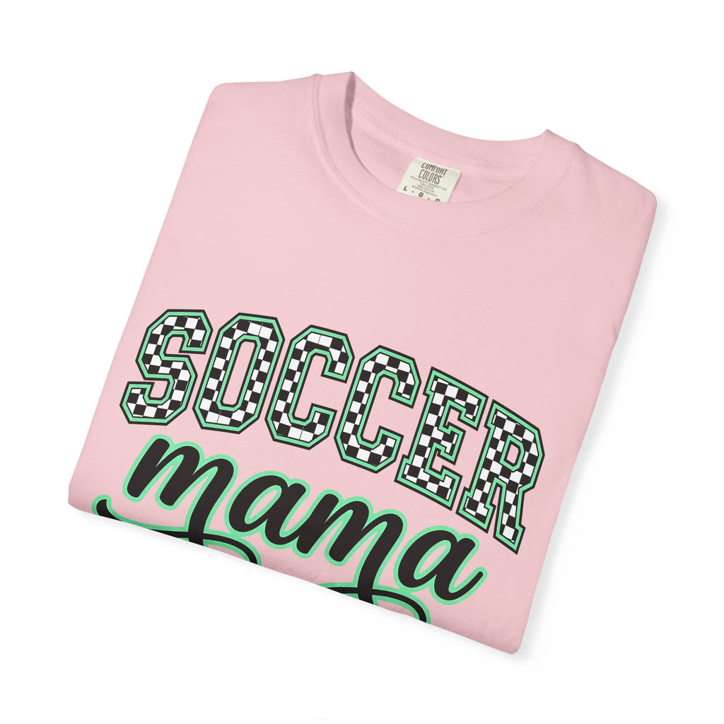 Soccer Font Shirt Moms Games Gift Women Thick Tee Football T-Shirt Mother Fan Bold Typography Tshirt Gaming Graphic Old School Plaid Design