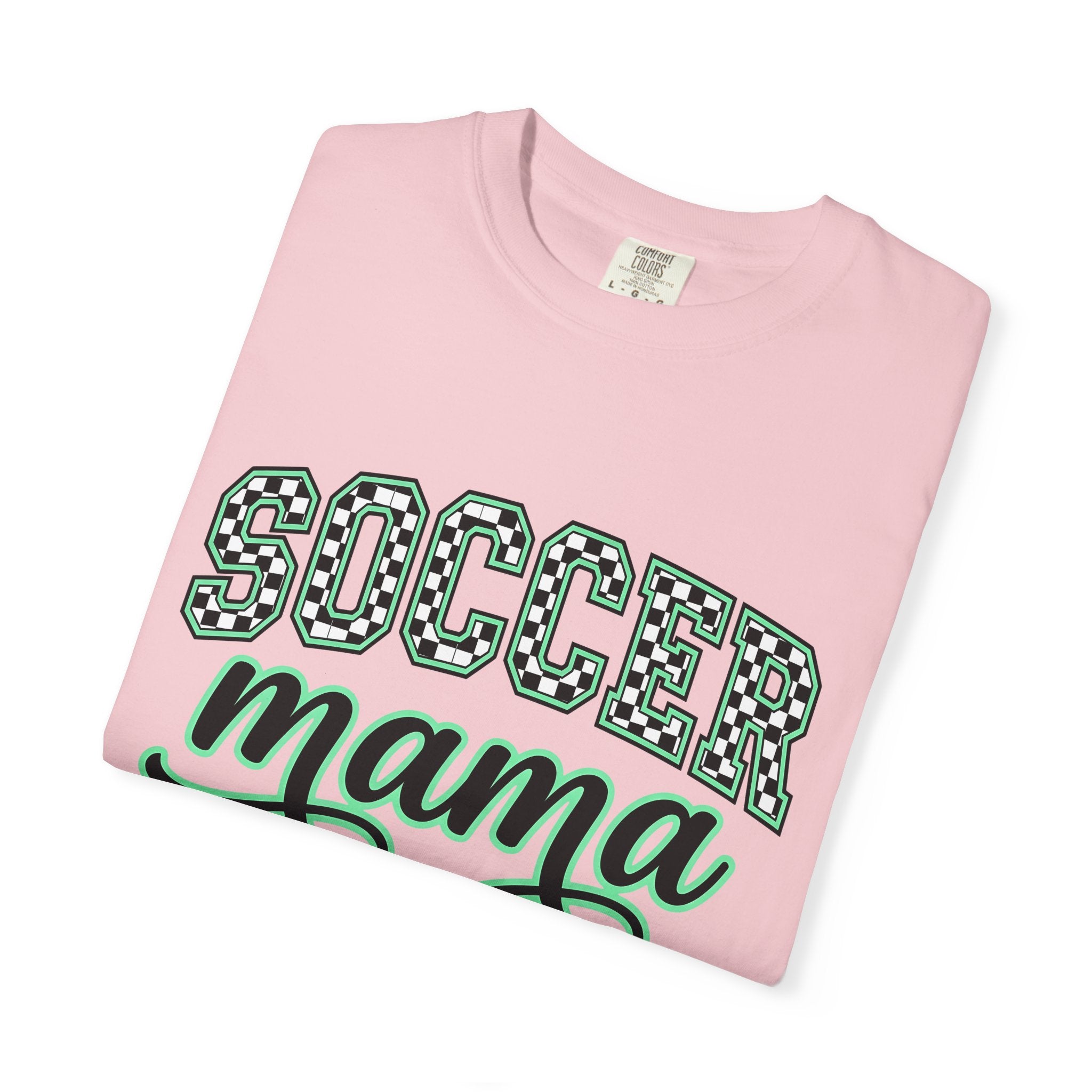 Soccer Font Shirt Moms Games Gift Women Thick Tee Football T-Shirt Mother Fan Bold Typography Tshirt Gaming Graphic Old School Plaid Design