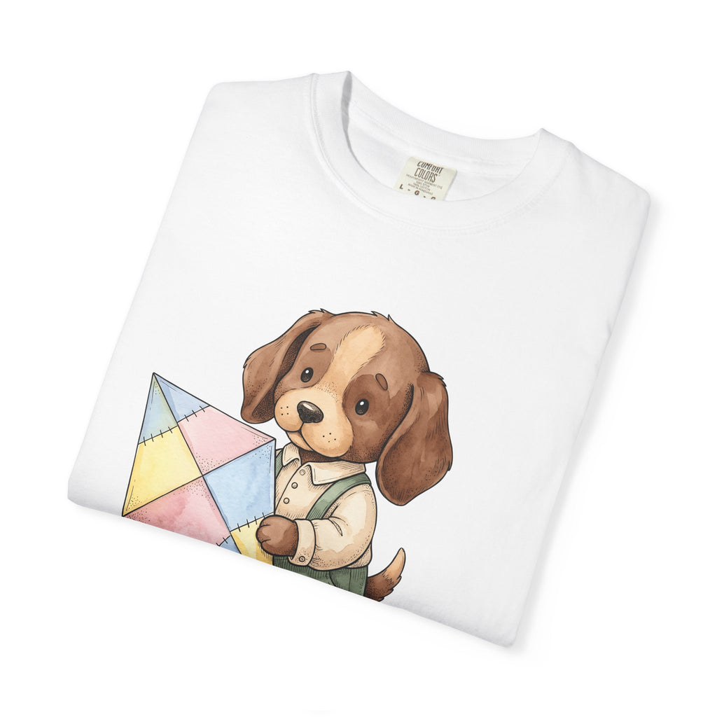 Puppy Kite Shirt Easter Animal Gift Women Cute Tee Dog Kite T-Shirt Spring Fan Kawaii Tshirt Creature Graphic Watercolor Pastel Kite Tshirt