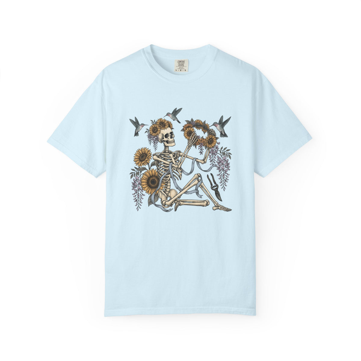 Skull Blossoms Shirt Halloween Garden Unisex Gift Bohemian Tee Sugar Skull