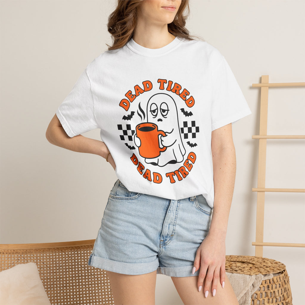 Ghost Coffee Shirt Halloween Coffee Gift Women Cartoon Tee Coffee T-Shirt Horror Fan Cartoony Tshirt Coffee Design Retro Bats Tshirt