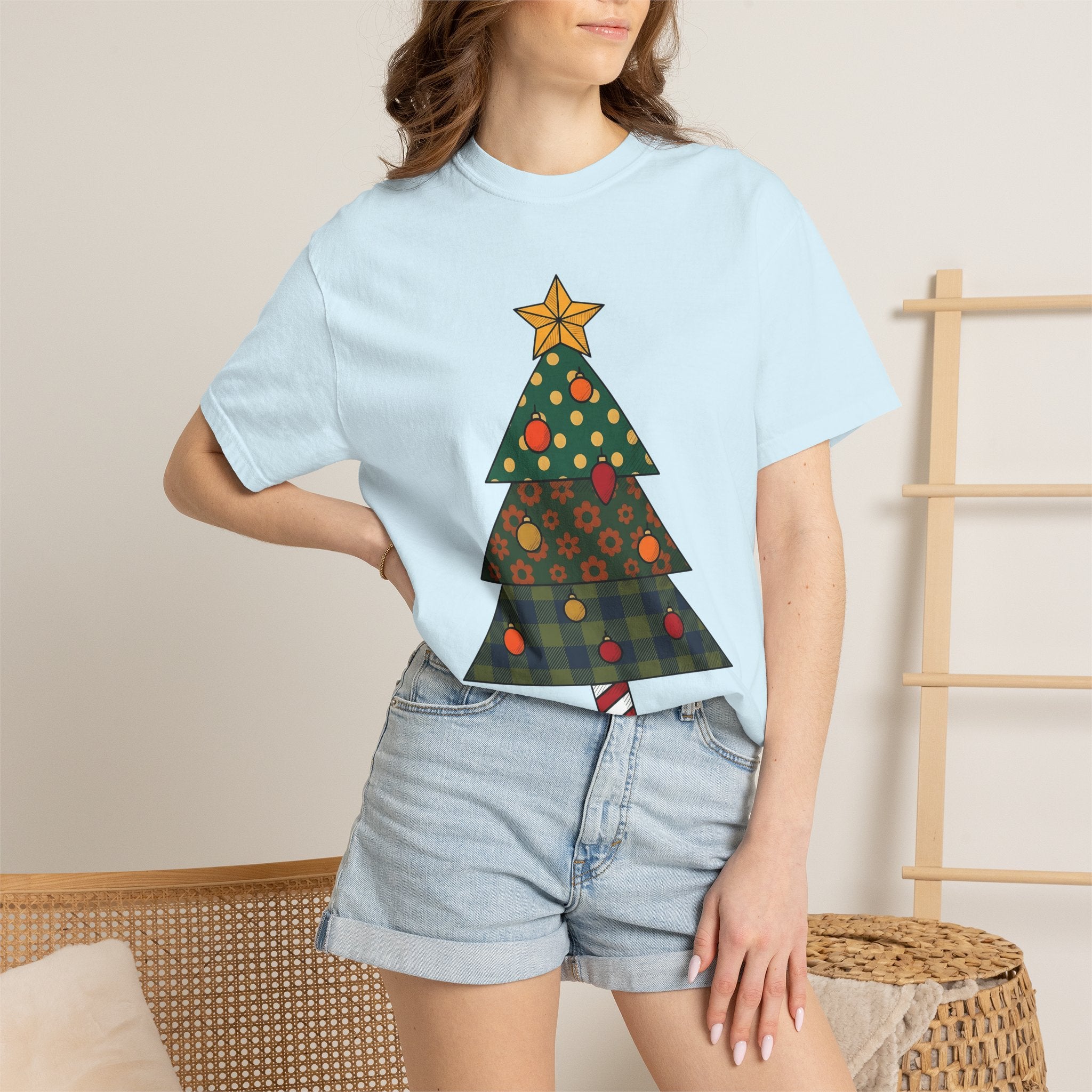 Christmas Tree Shirt Christmas Festive Gift Women Country Tee Fir Tree T-Shirt Holiday Fan Christmas Tree Tshirt Holiday Graphic Classic
