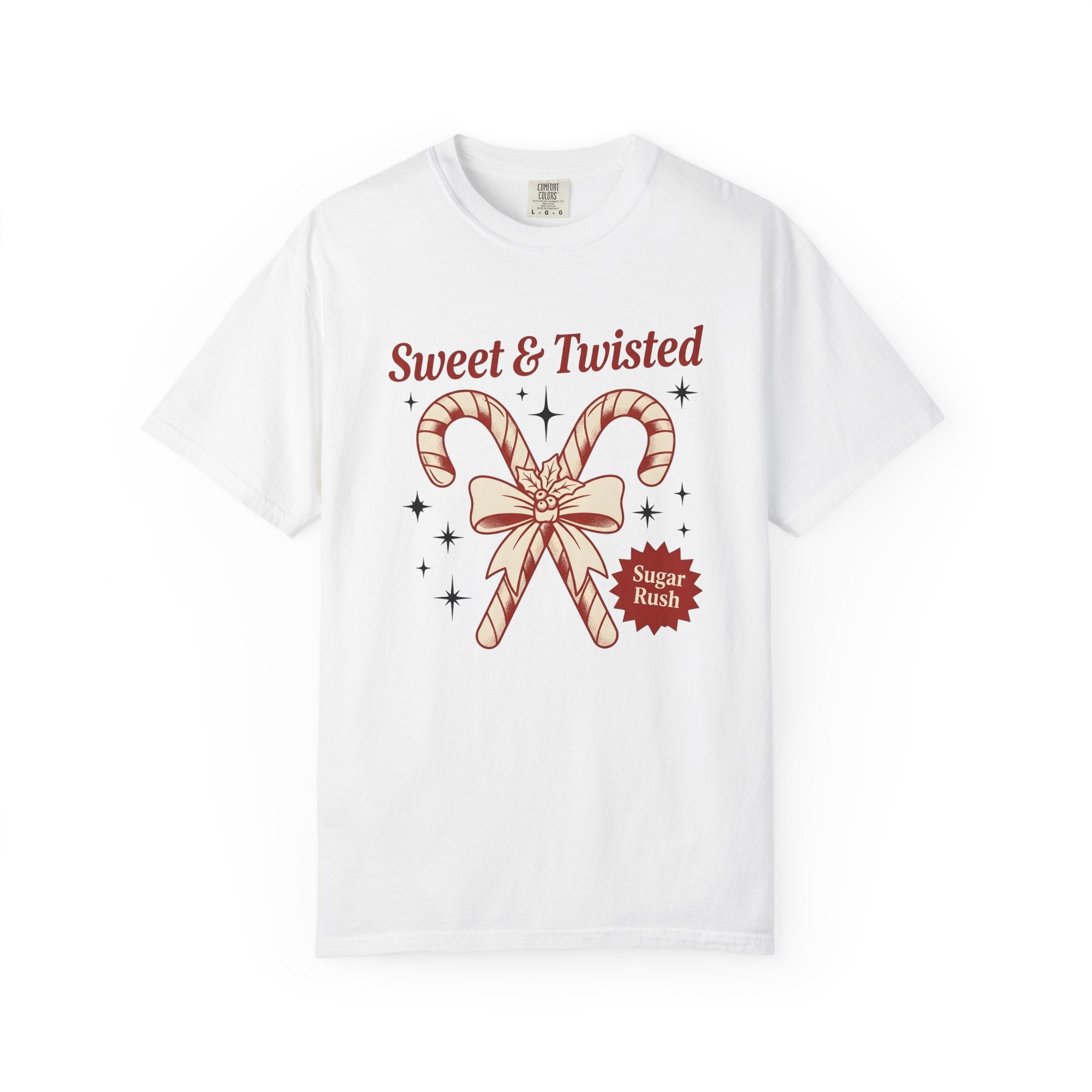 Candy Cane Shirt Christmas Holiday Gift Women Vintage Tee Peppermint T-Shirt Xmas Fan Distressed Tshirt Seasonal Graphic Retro Bow Tshirt