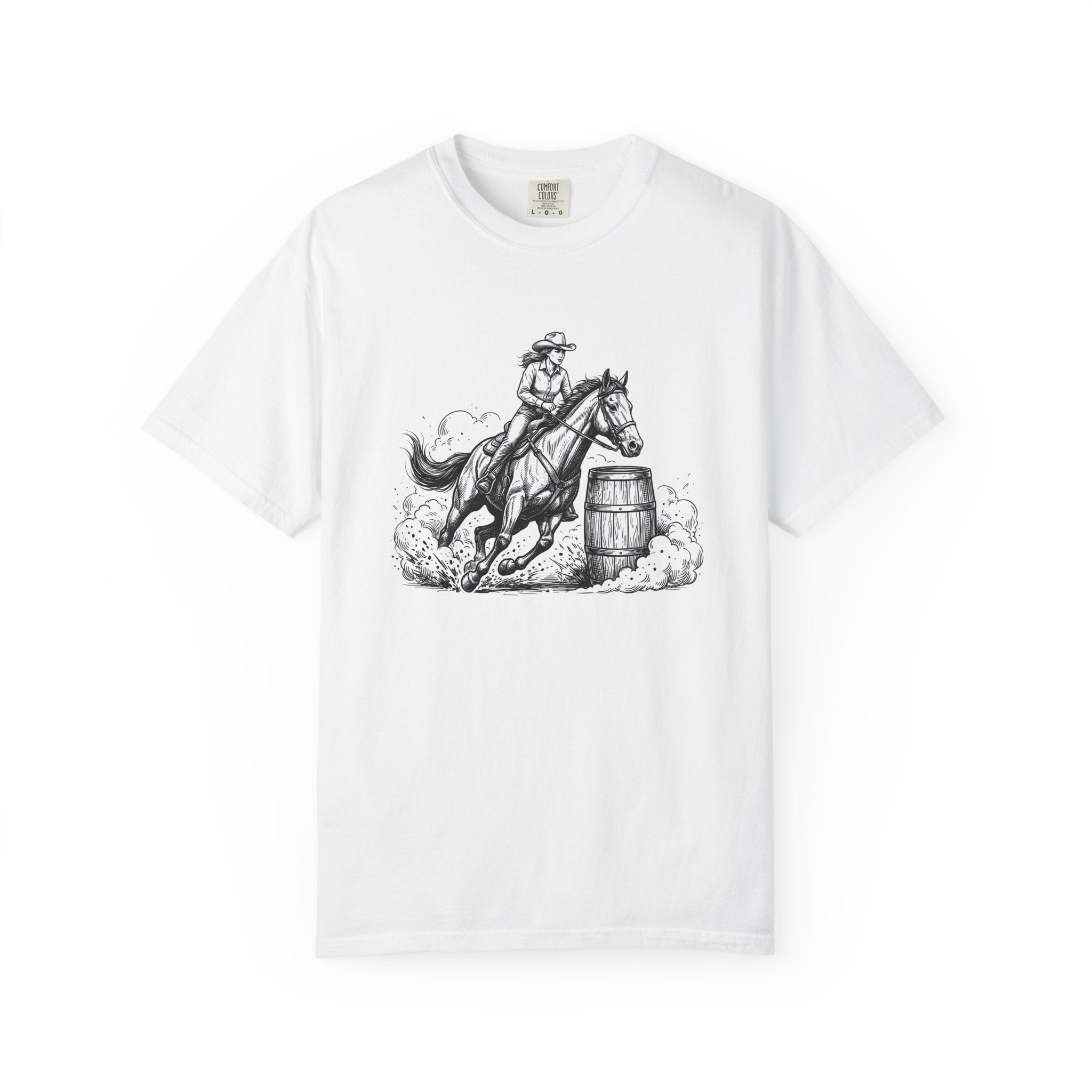 Equestrian Rider Shirt Cowgirl Country Gift Women Old School Tee Horseback Rider T-Shirt Cowgirl Fan Rodeo Tshirt Rural Graphic Ink Drawing