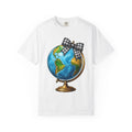 Map Bow Shirt Teachers Expedition Gift Women Bold Tee Bow T-Shirt Educator Enthusiast Typography Tshirt Adventure Graphic Old School Checked