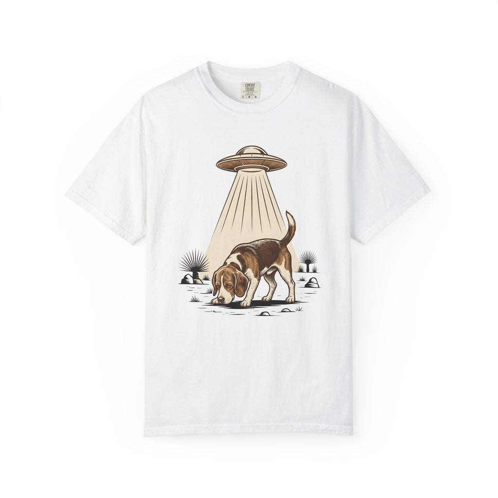 Beagle Puppy Shirt Dog Sci-Fi Gift Women Retro Tee Puppy T-Shirt Dog Fan Hound Tshirt Space Graphic Antique Ufo Tshirt