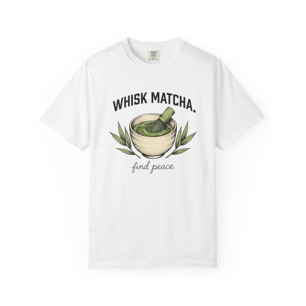 Matcha Bowl Shirt Drinks Tea Gift Women Hand Drawn Tee Matcha T-Shirt Beverage Fan Hand Drawn Tshirt Tea Illustration Vintage Bamboo Leaves