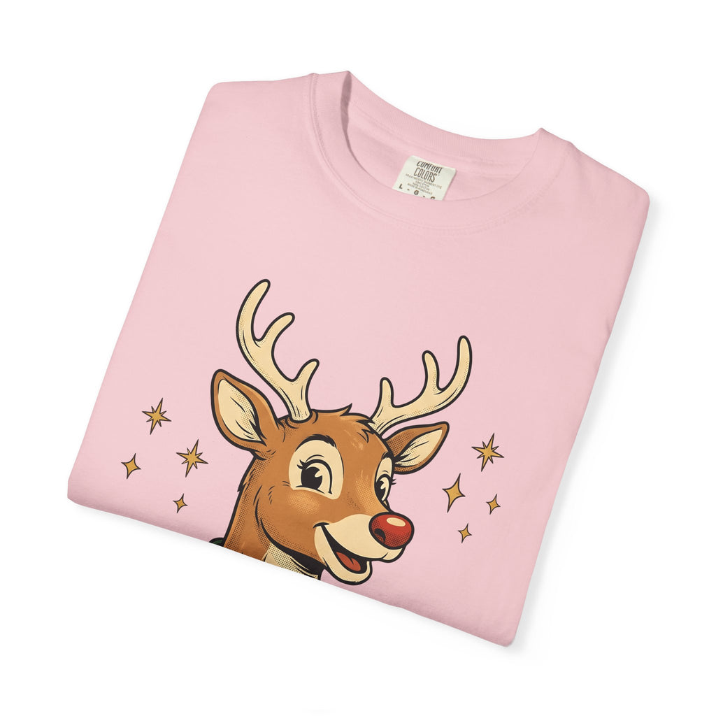 Reindeer Drawing Shirt Christmas Nature Gift Women Comic Tee Caribou T-Shirt Christmas Fan Cartoon Tshirt Wildlife Graphic Hand Drawn