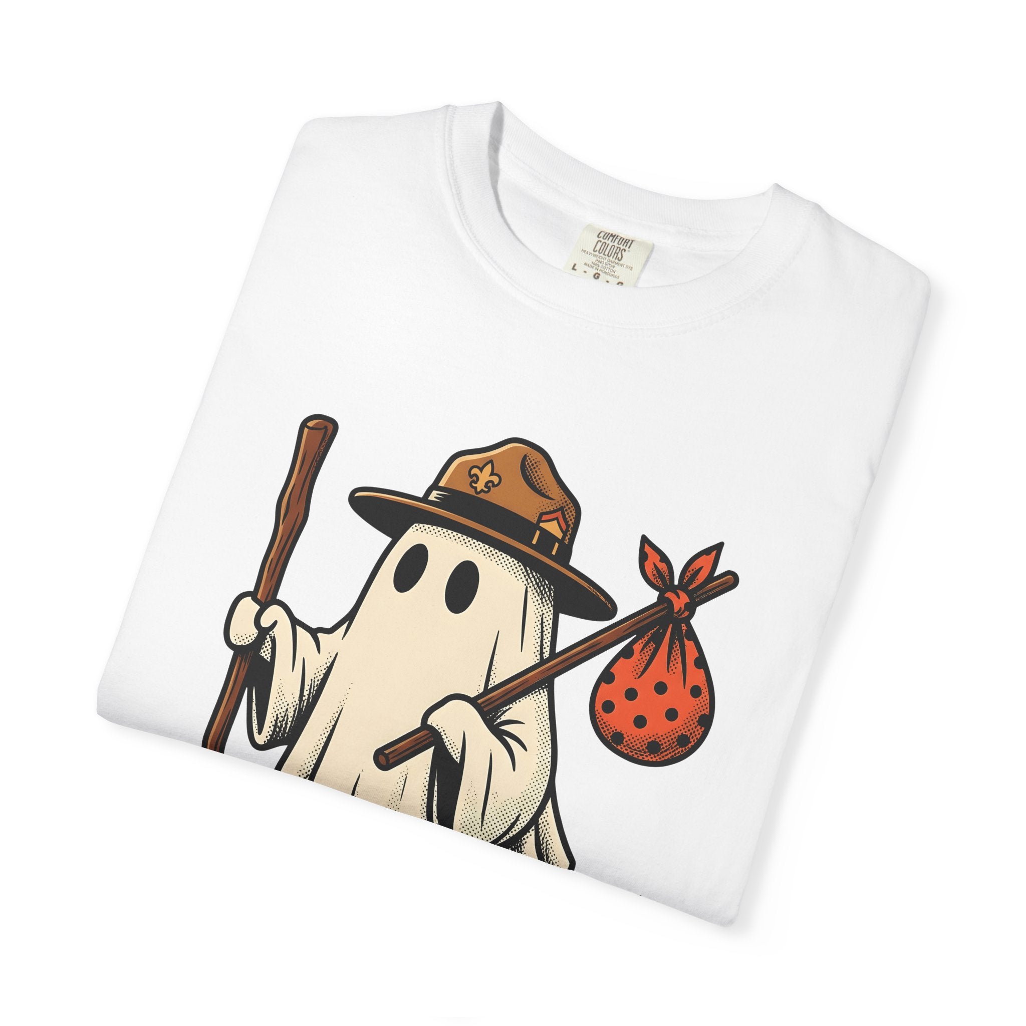 Ghost Camper Shirt Funny Halloween Gift Women Cartoon Tee Campervan T-Shirt Humor Fan Comic Tshirt Spooky Graphic Vintage Scout Hat Tshirt