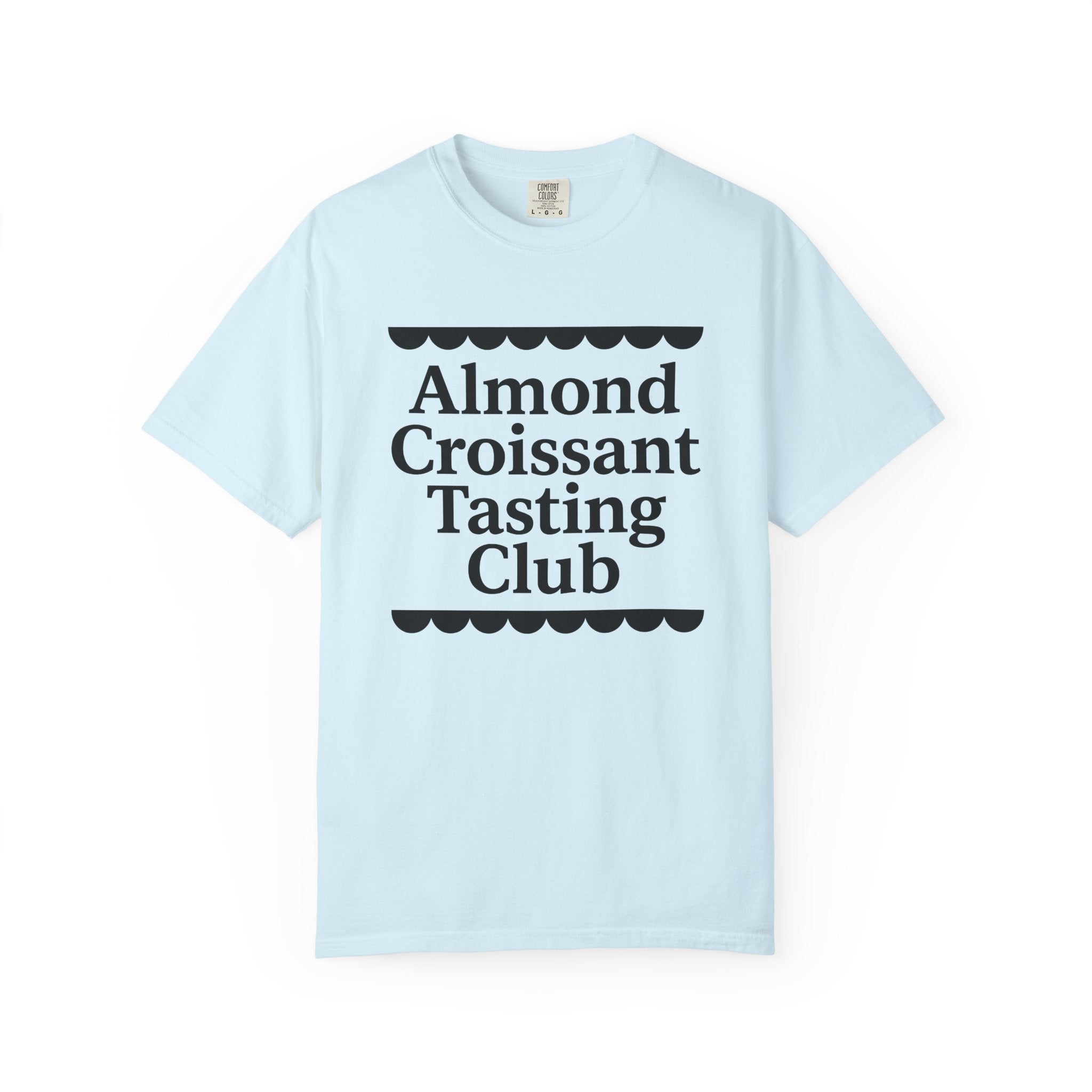 Bakery Club Text Shirt Desserts Foodie Gift Women Minimalist Tee Pastry T-Shirt Sweets Fan Simple Tshirt Food Graphic Retro Scallop Border
