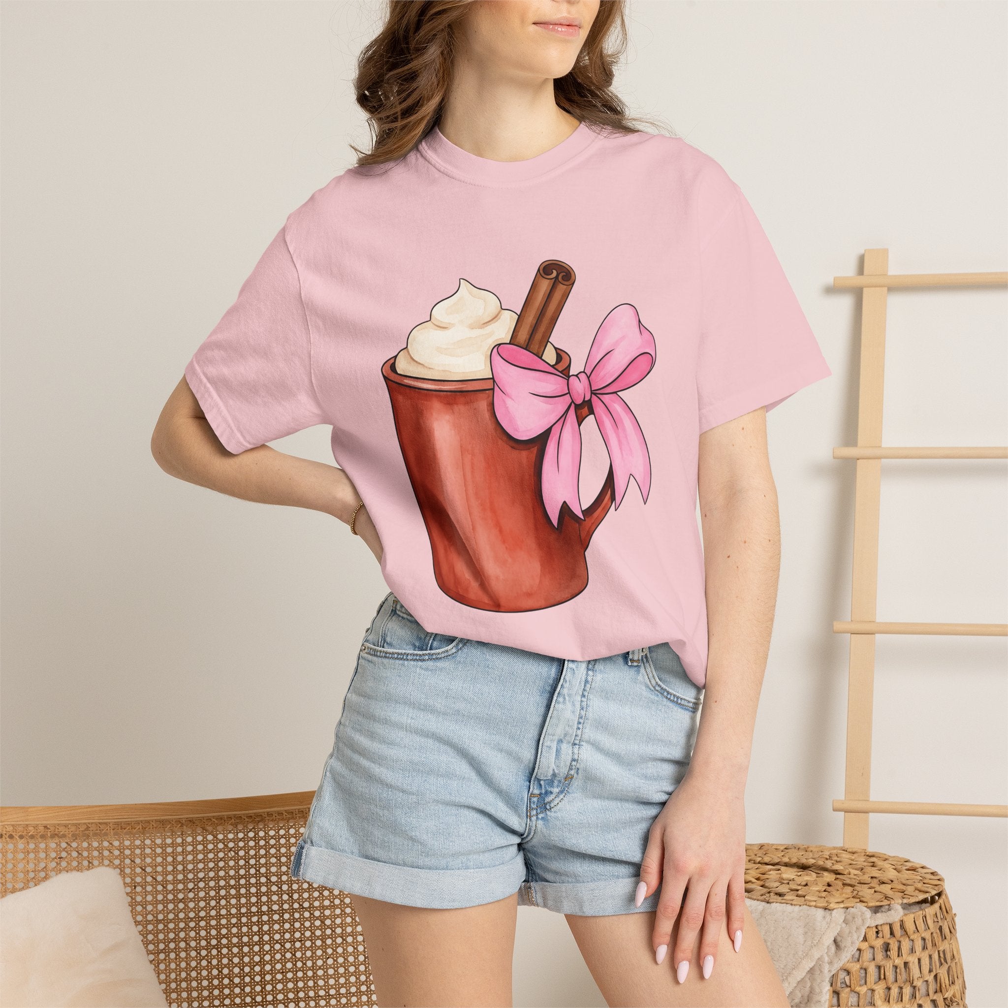 Hot Chocolate Mug Shirt Holiday Coffee Gift Women Watercolor Tee Cocoa Mug T-Shirt Christmas Fan Painted Tshirt Coffee Bean Graphic Hand