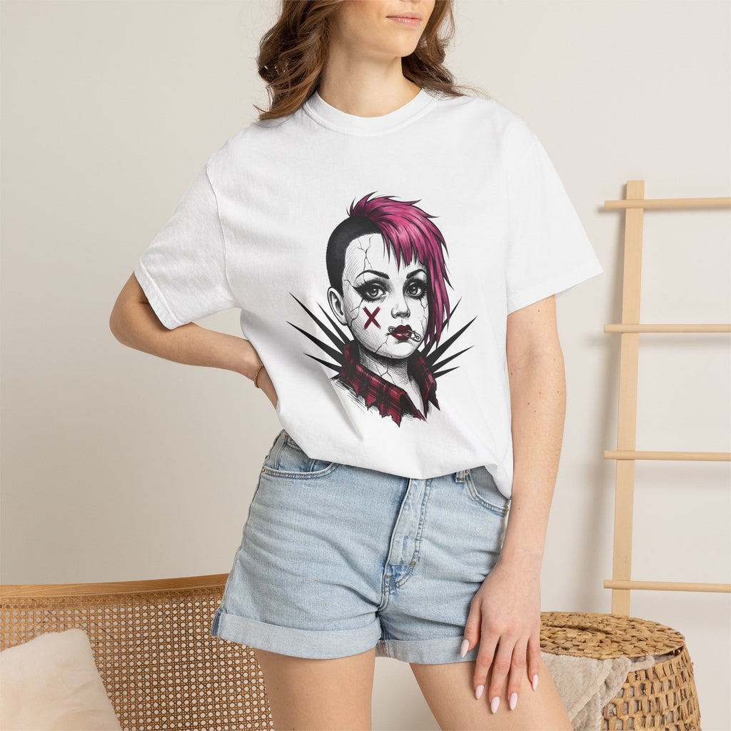 Rebellious Girl Shirt Punk Apparel Gift Women Urban Tee Tomboy T-Shirt Punk Fan Streetwear Tshirt Clothing Graphic Doodle Brooch Tshirt