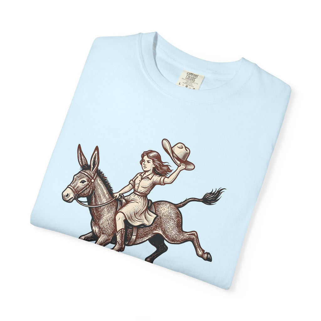 Cowgirl Burro Shirt Cowgirl Prairie Gift Women Sketch Tee Donkey T-Shirt Cowgirl Fan Hand Drawn Tshirt Prairie Graphic Vintage Western Hat