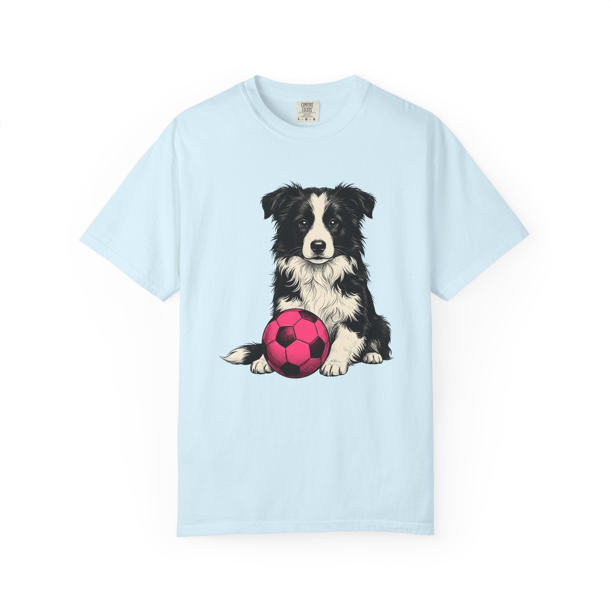 Border Collie Shirt Dog Sports Gift Women Hand Drawn Tee Collie T-Shirt Dog Fan Illustrated Graphic Tshirt Vintage Soccer Ball Tshirt