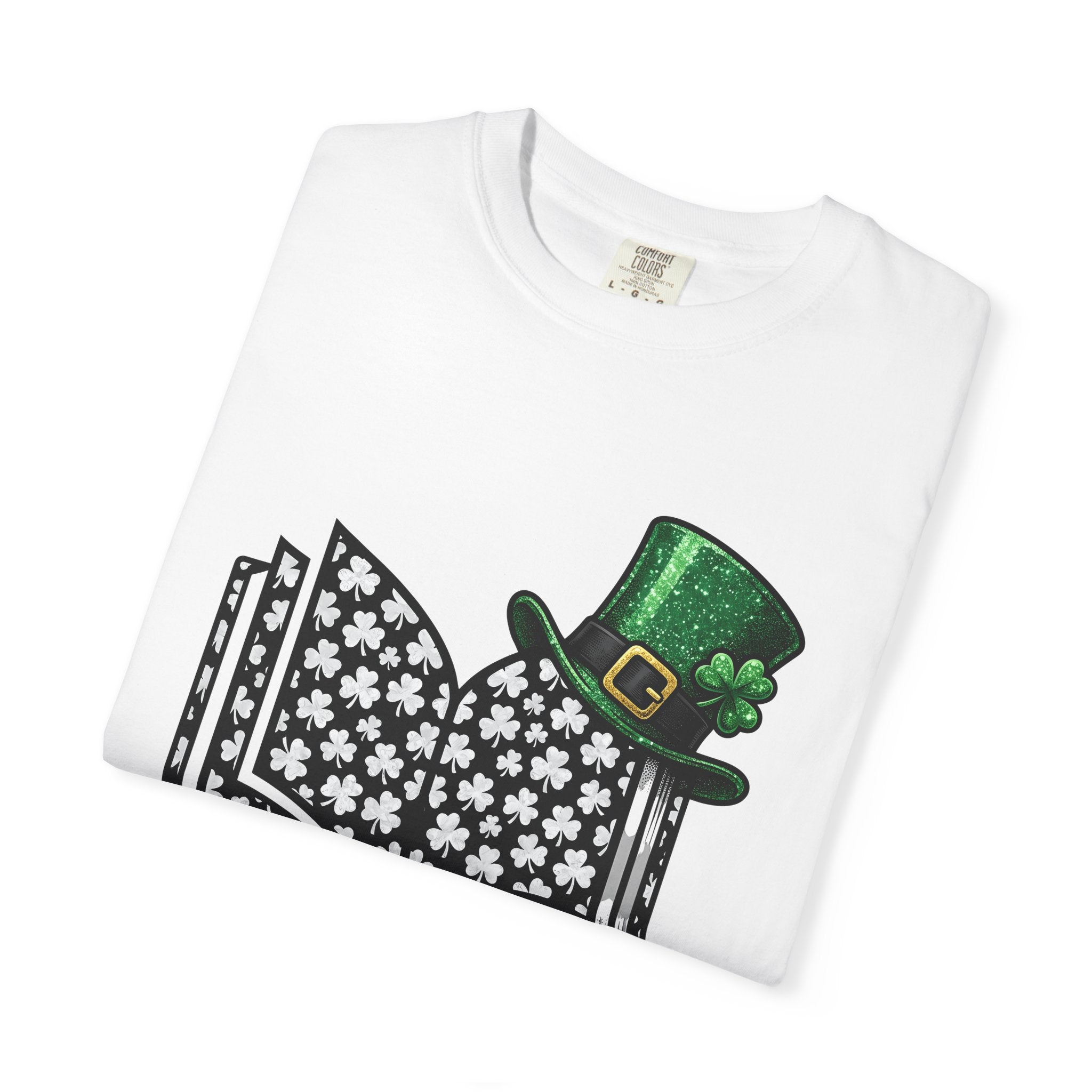 Open Book Shirt St Patrick's Day Books Gift Women Sparkle Tee Novel T-Shirt Shamrock Fan Glossy Graphic Tshirt Retro Leprechaun Hat Tshirt