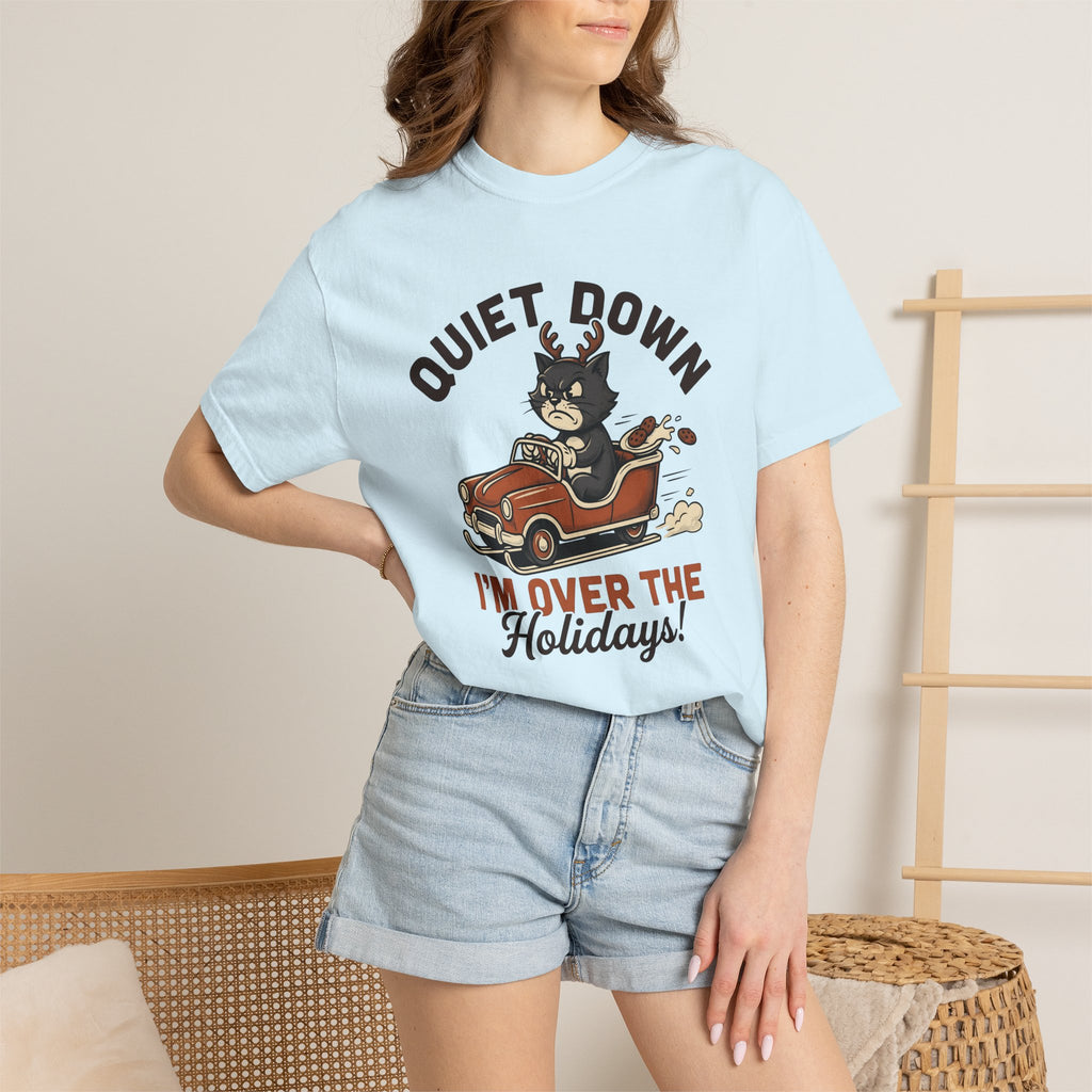 Angry Cat Vehicle Shirt Christmas Animal Gift Women Cartoon Tee Mad Car T-Shirt Xmas Fan Funny Car Graphic Classic Antlers Tshirt