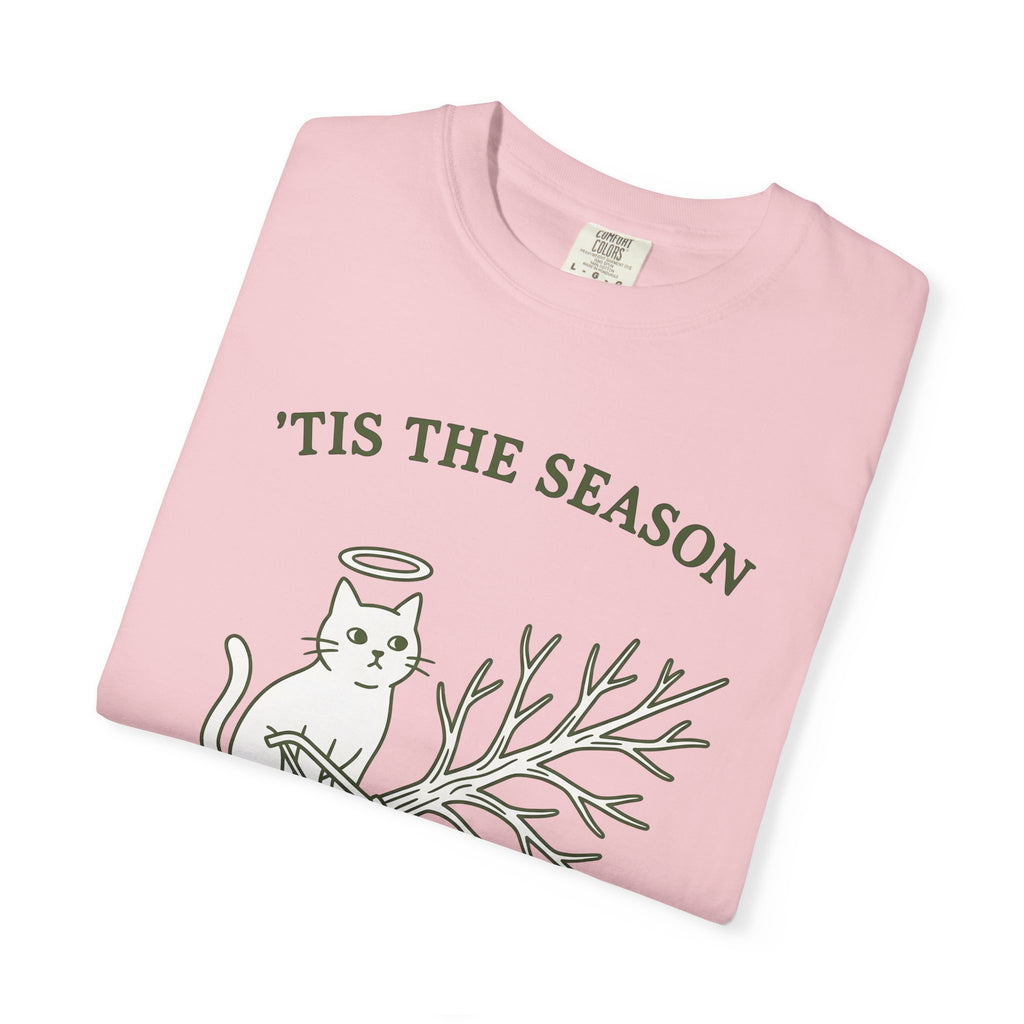Kitty Tree Shirt Christmas Pet Shop Gift Women Cartoon Tee Cat Tree T-Shirt Xmas Fan Cat Tower Tshirt Store Graphic Sleek Glow Tshirt