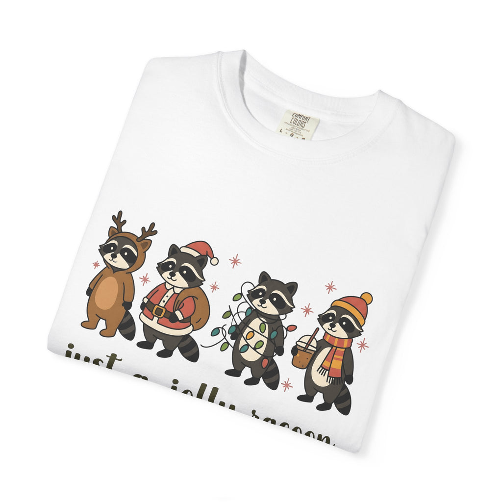Raccoon Troop Shirt Christmas Pets Gift Women Lovable Tee Raccoon T-Shirt Xmas Fan Cute Tshirt Animal Graphic Design Graphic Twinkle Lights