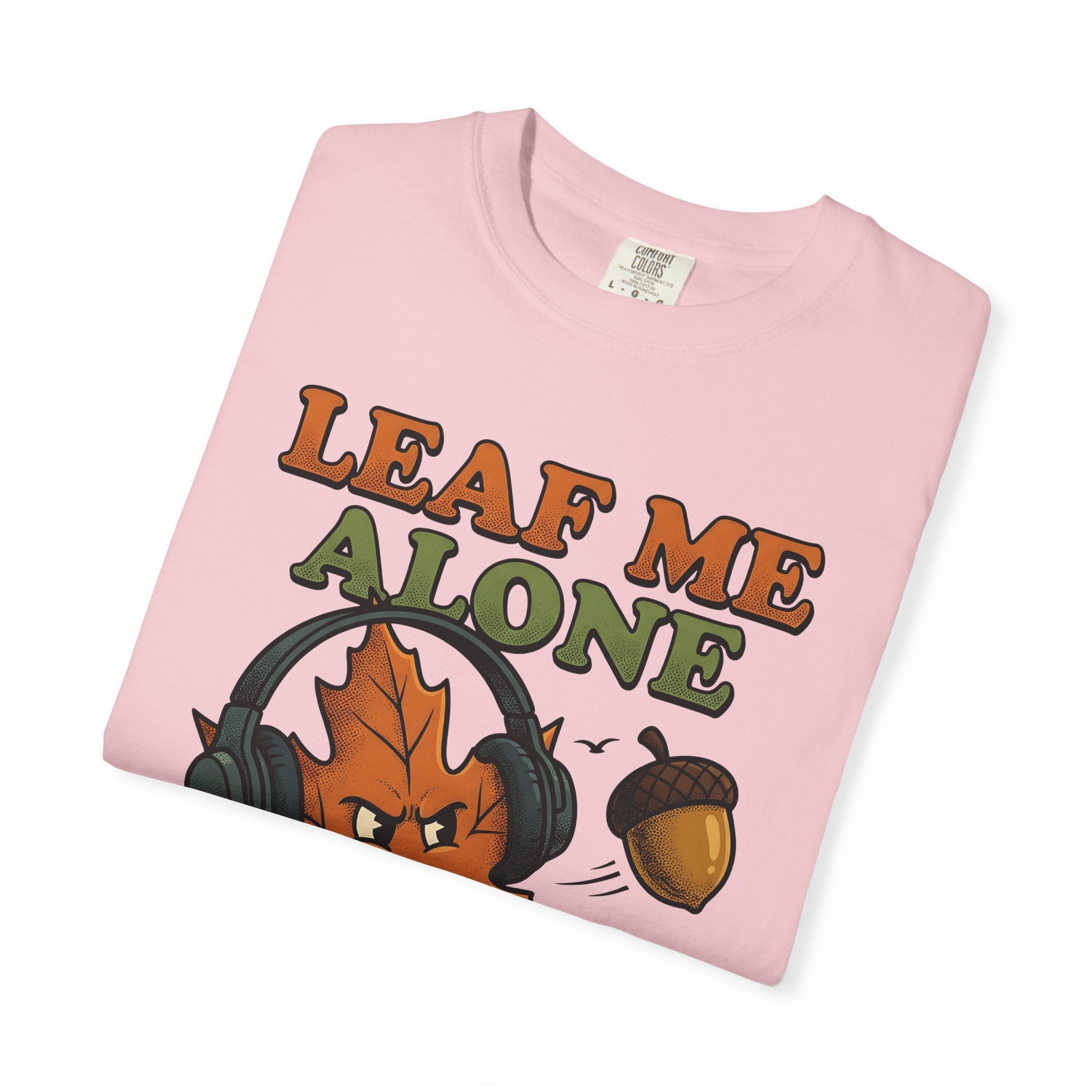 Autumn Leaf Headphones Shirt Fall Funny Gift Women Line Art Tee Headset T-Shirt Autumn Fan Minimalist Tshirt Humor Graphic Hand Drawn Seed