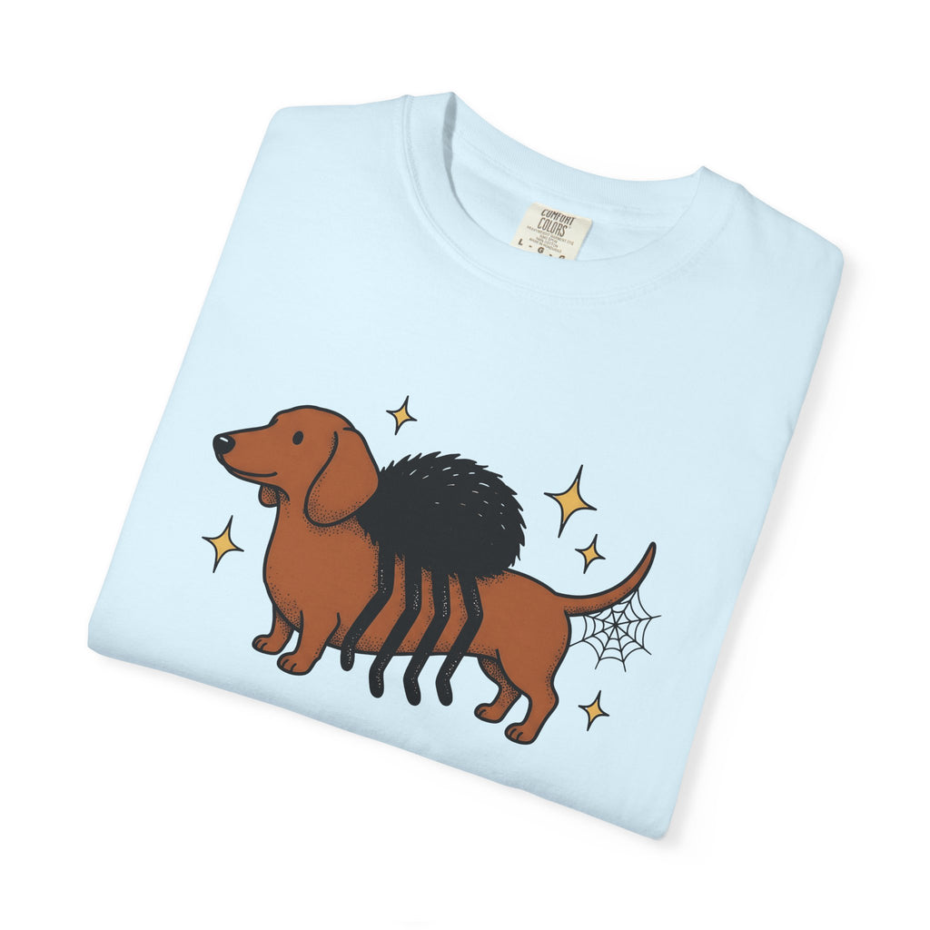 Dachshund Spider Costume Shirt Halloween Dog Gift Women Cartoon Tee Wiener Dog T-Shirt Horror Fan Comic Tshirt Dog Graphic Retro Spider Web