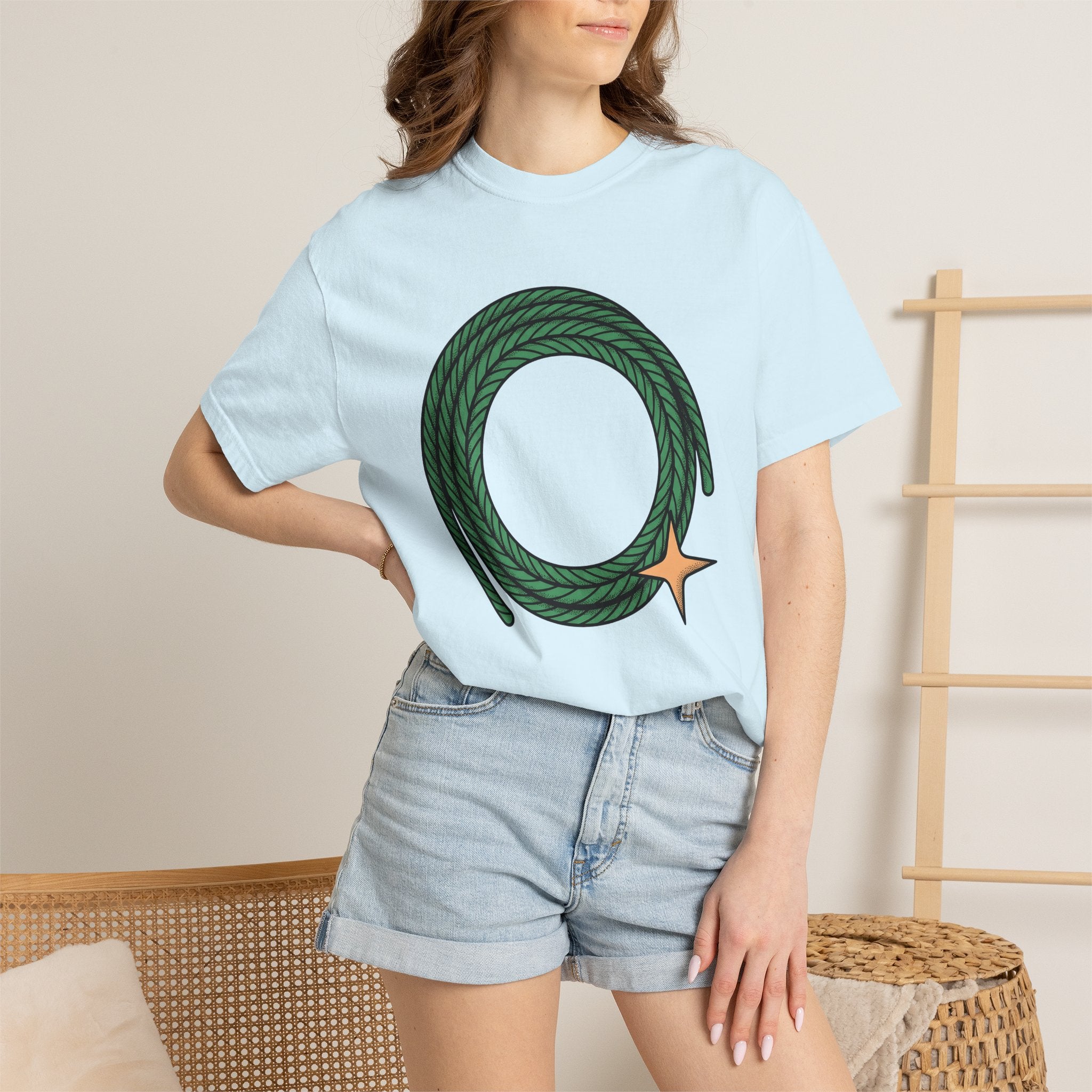 Green Rope Wreath Shirt St Patrick's Day Western Gift Women Bold Graphic Tee Wreath T-Shirt Shamrock Fan Graphic Tshirt Cowboy Graphic