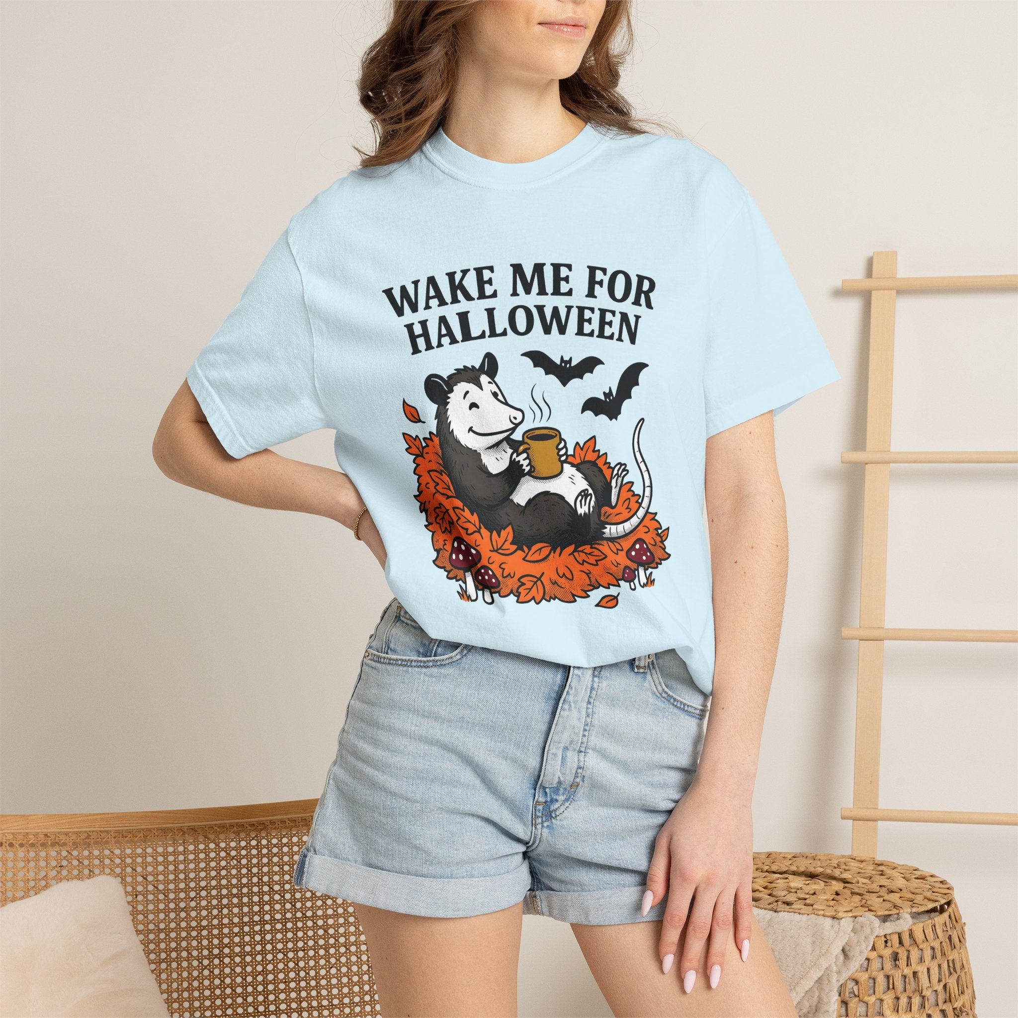 Opossum Coffee Shirt Halloween Wildlife Gift Women Comic Tee Coffee T-Shirt Horror Fan Cartoon Tshirt Wildlife Graphic Vintage Flying Bats