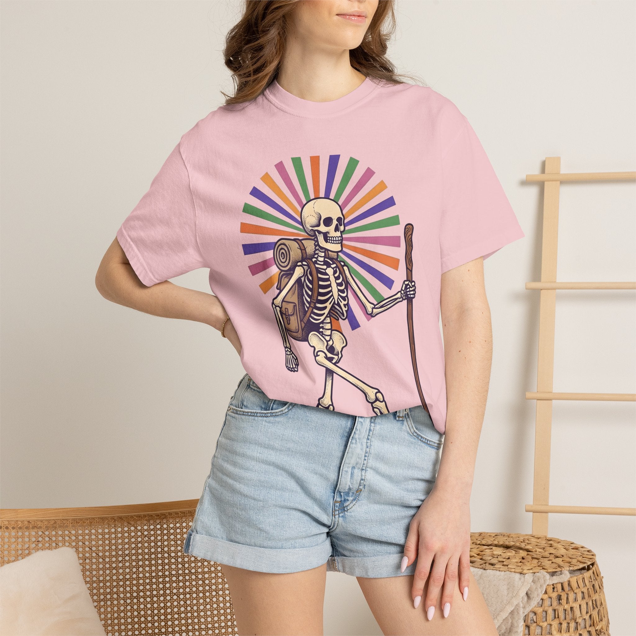 Skull Backpacker Shirt Hiking Camping Gift Women Rustic Tee Backpacker T-Shirt Trekker Enthusiast Vintage Tshirt Outdoor Graphic Retro