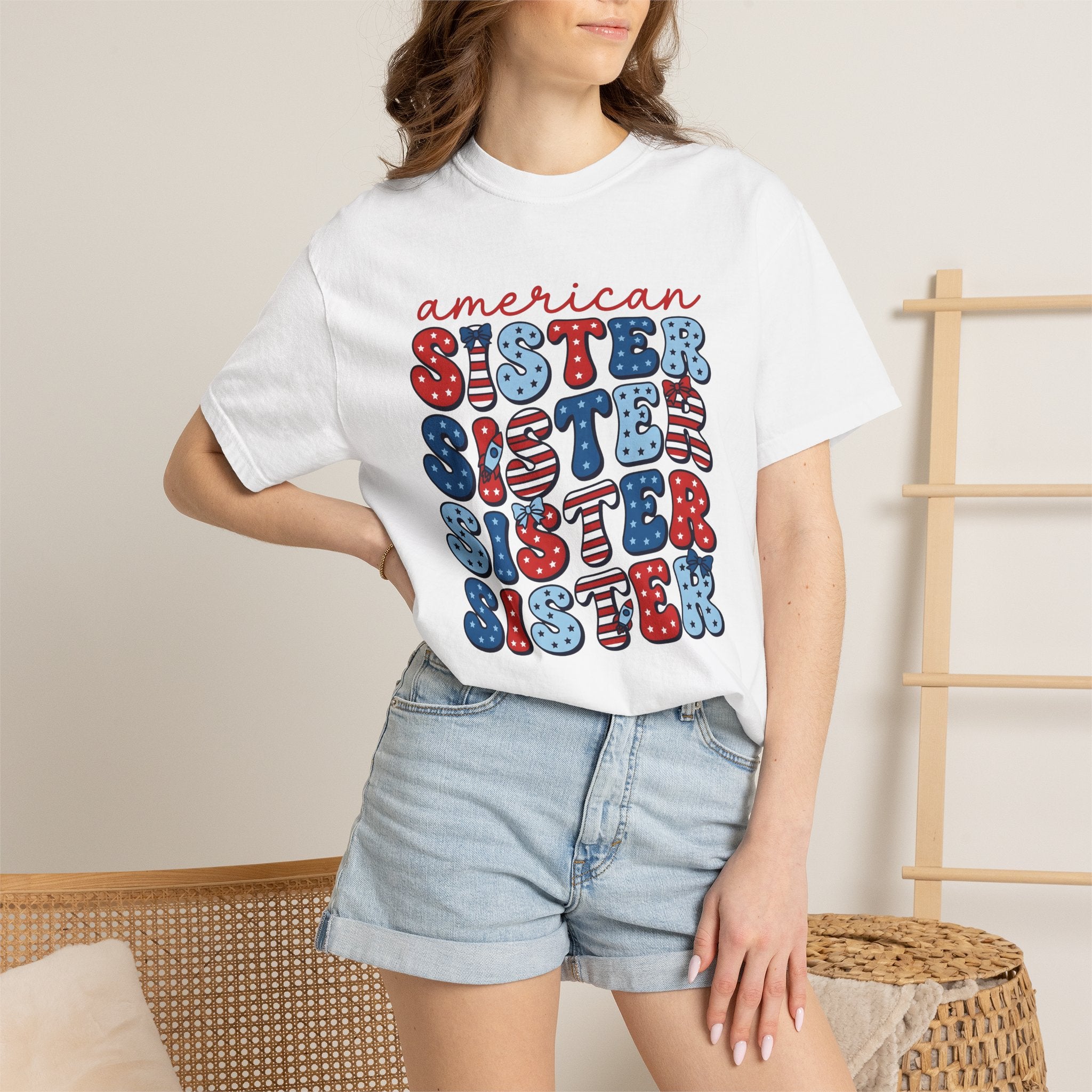 American Stars Stripes Shirt 4th Of July Relatives Gift Women Modern Graphic Tee American Flag T-Shirt Independence Day Fan Patriotic Tshirt