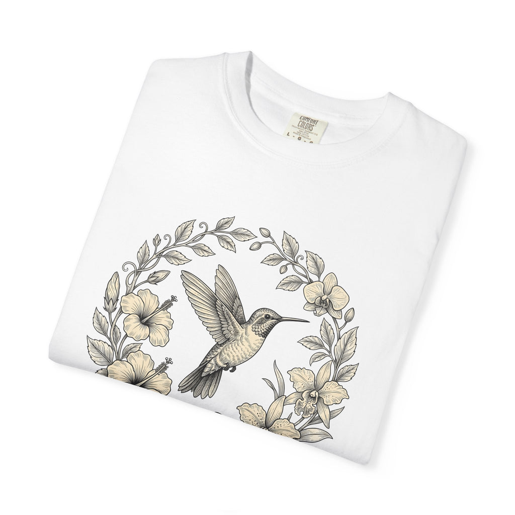 Hummingbird Ring Shirt Animals & Flowers Environment Gift Women Leafy Tee Jewelry T-Shirt Wildlife Fan Botanical Tshirt Eco Graphic Antique
