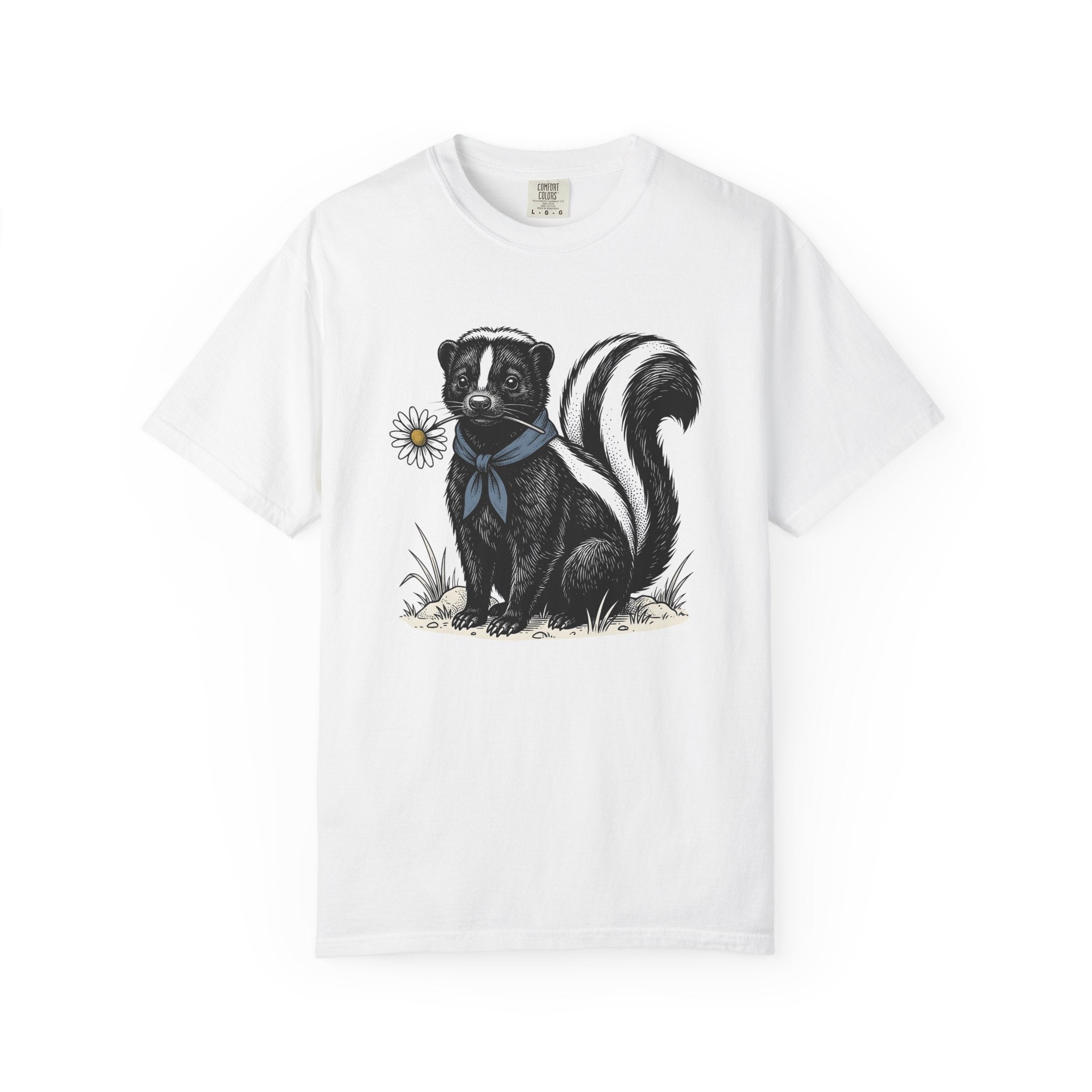Skunk Neckerchief Shirt Cowgirl Pets Gift Women Sketch Tee Bandana T-Shirt Rodeo Fan Illustrated Tshirt Animal Graphic Hand Drawn Blossom