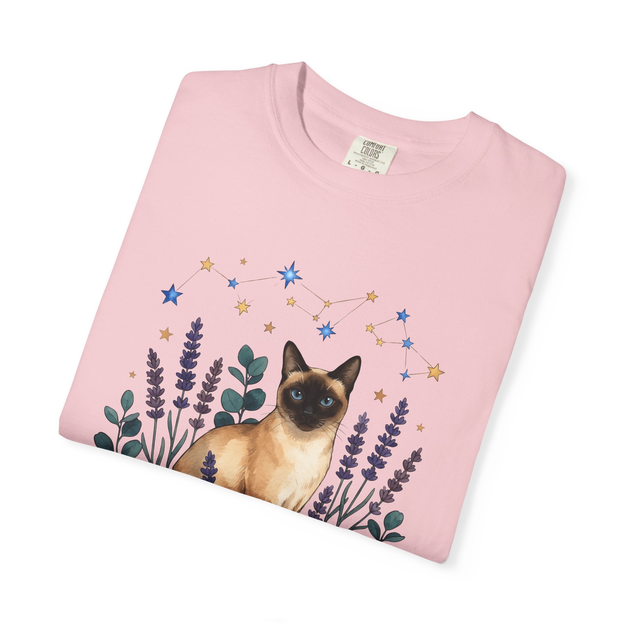 Siamese Cat Shirt Cat Astrology Gift Women Watercolor Tee Cat T-Shirt Cat Fan Zodiac Graphic Cat Boho Lavender Tshirt