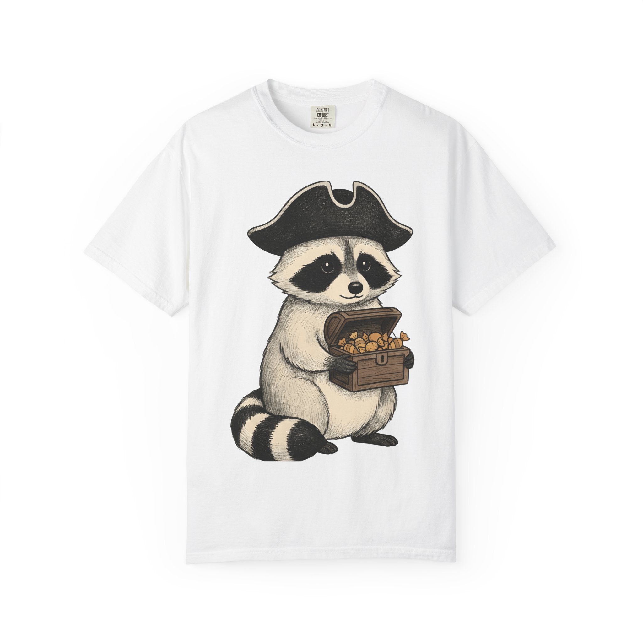 Raccoon Pirate Shirt Halloween Wildlife Gift Women Adorable Tee Trash Panda T-Shirt Horror Fan Cute Tshirt Animal Graphic Sketch Sweets