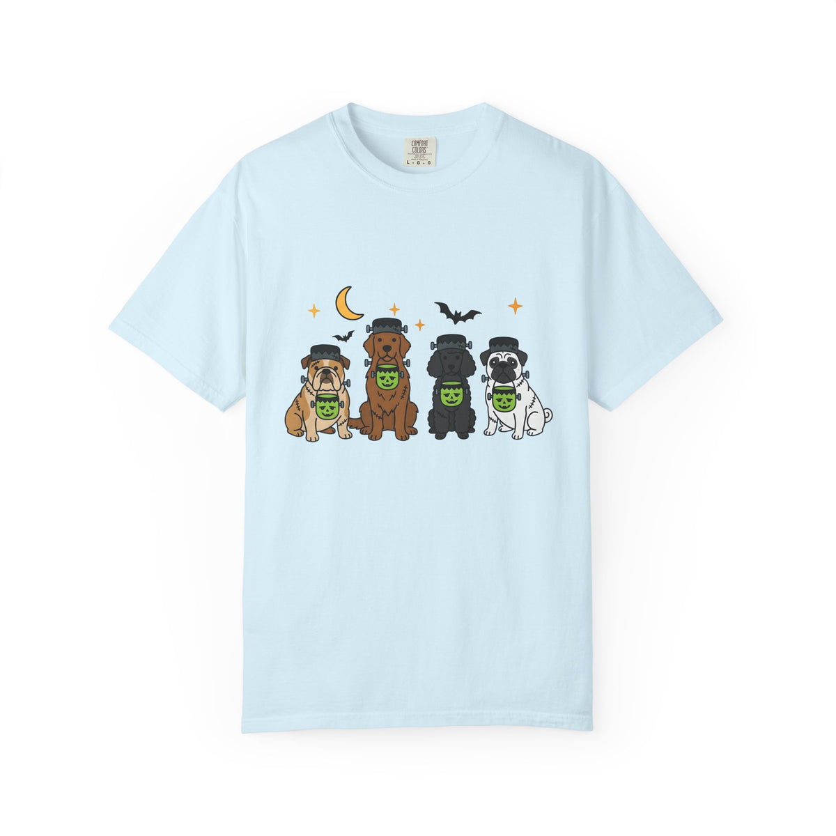 Puppy Group Shirt Halloween Animals Gift Women Anime Tee Puppies T-Shirt Spooky Fan Cartoon Tshirt Creature Graphic Line Art Flying Bat