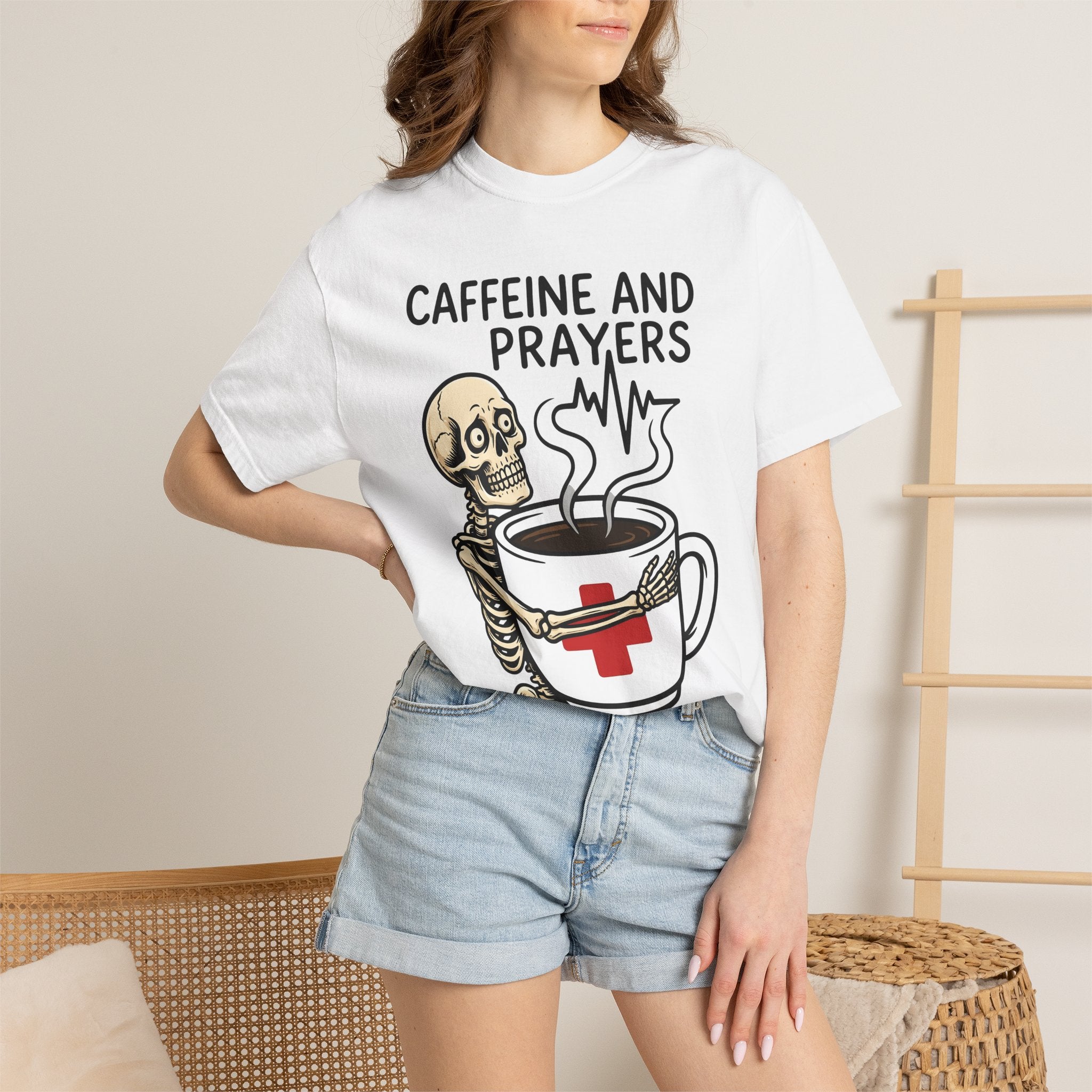 Skeleton Coffee Cup Shirt Nurses Coffee Gift Women Cartoon Tee Coffee Mug T-Shirt Nurse Enthusiast Comic Tshirt Caffeine Graphic Retro