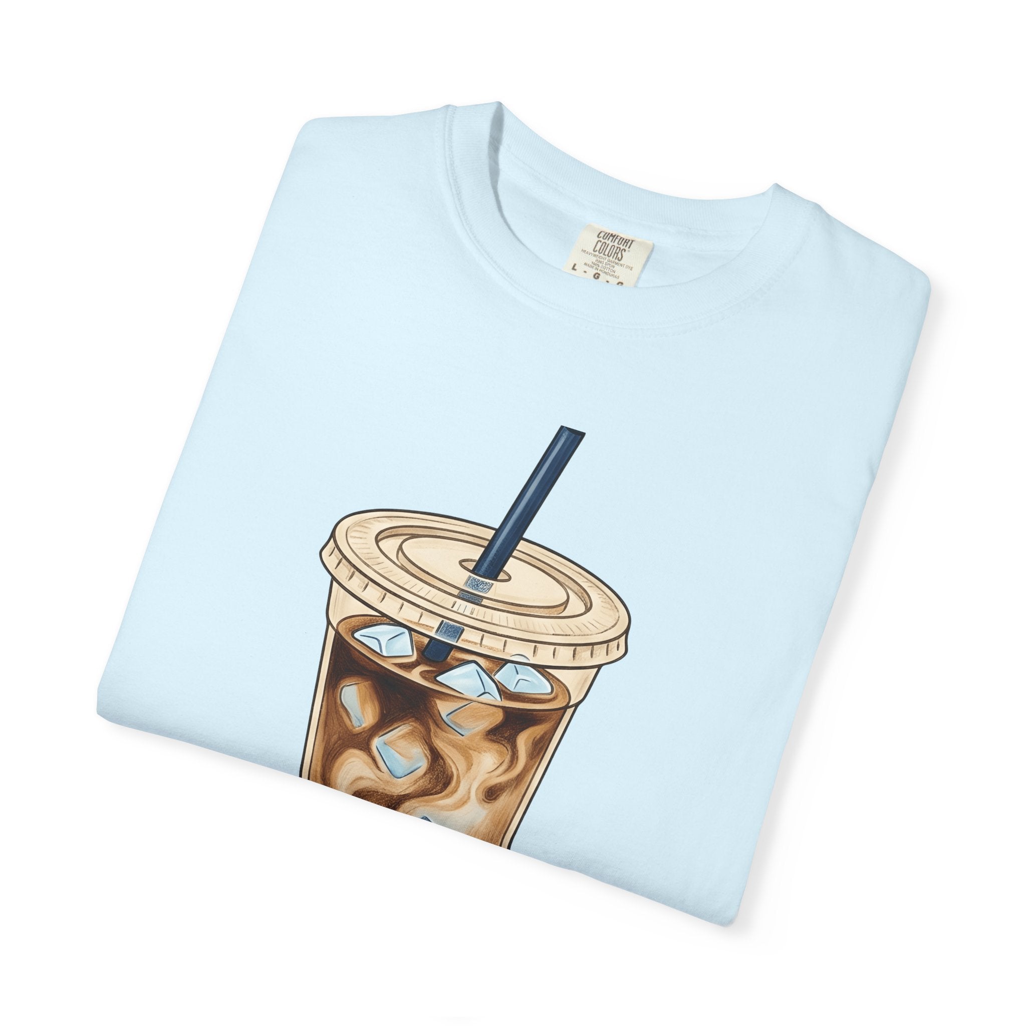 Cold Coffee Cup Shirt Coffee Gourmet Gift Women Comic Tee Coffee Mug T-Shirt Coffee Fan Cartoon Tshirt Gourmet Design Vintage Frozen Cubes