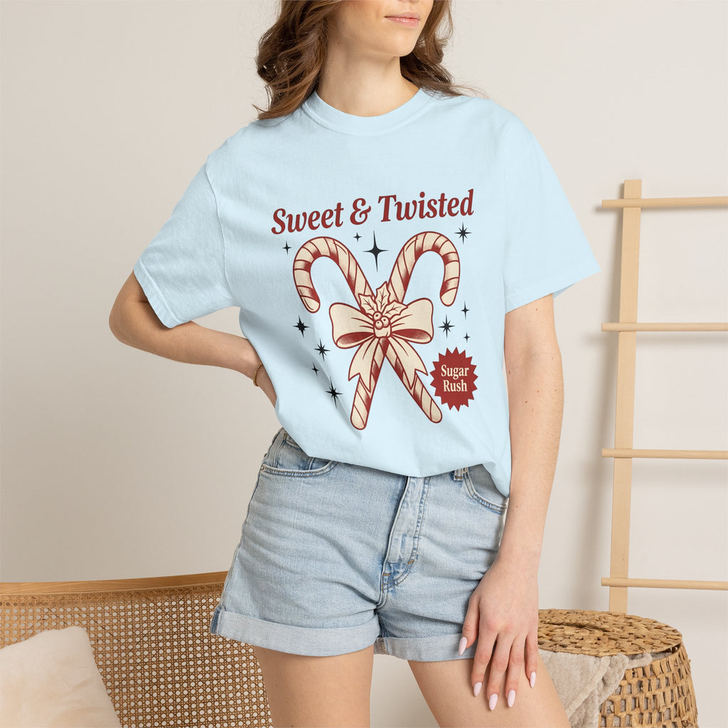 Candy Cane Shirt Christmas Holiday Gift Women Vintage Tee Peppermint T-Shirt Xmas Fan Distressed Tshirt Seasonal Graphic Retro Bow Tshirt