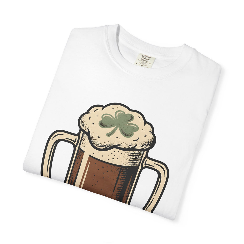 Beer Cup Shirt St Patrick's Day Brew Gift Women Old School Tee Pint Glass T-Shirt Beer Fan Mug Tshirt Brewery Graphic Line Art Lucky Clover