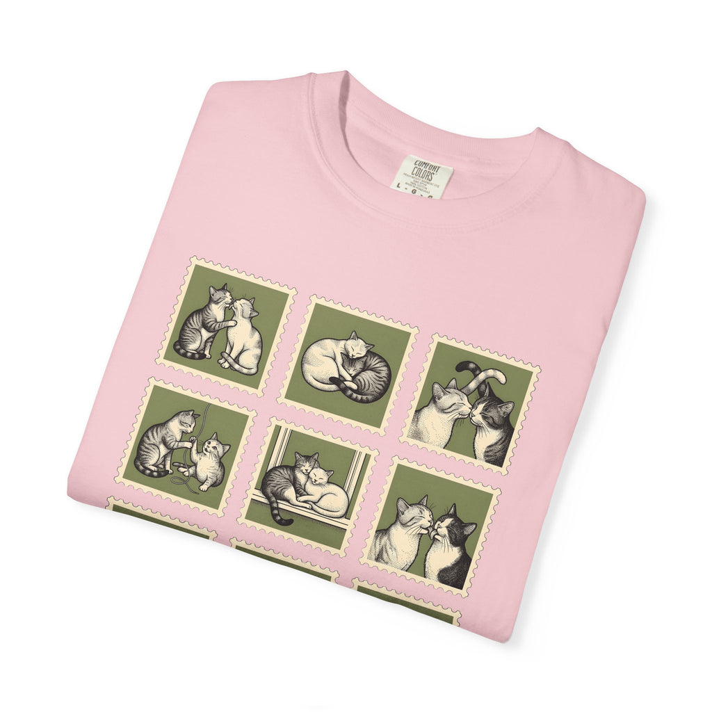 Kitty Couple Shirt Cat Mammals Gift Women Rustic Tee Cat T-Shirt Cat Fan Feline Tshirt Mammal Graphic Doodle Vintage Stamp Tshirt