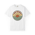 Evening Landscape Shirt Boho Chic Wilderness Gift Women Hand Drawn Tee Sunset T-Shirt Hippie Fan Illustrated Tshirt Mountain Graphic Sketch