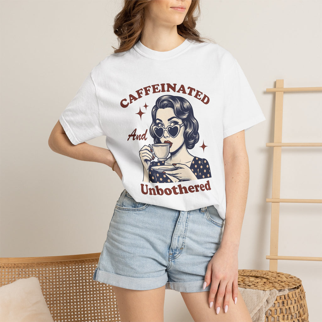 Old Woman Coffee Shirt Coffee Funny Gift Women Classic Tee Coffee T-Shirt Caffeine Fan Vintage Tshirt Humor Graphic Cartoon Heart Shaped