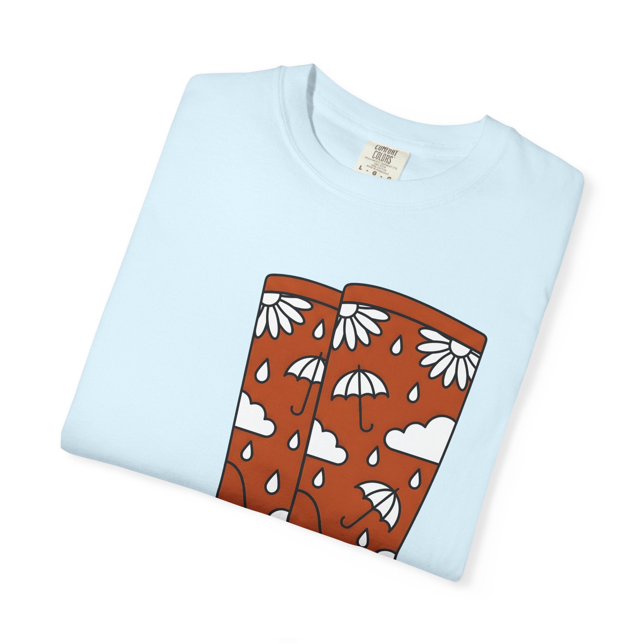 Rain Footwear Shirt Easter Nature Gift Women Fun Tee Rain Boots T-Shirt Easter Fan Rainy Day Tshirt Environmental Graphic Sleek Sunshade