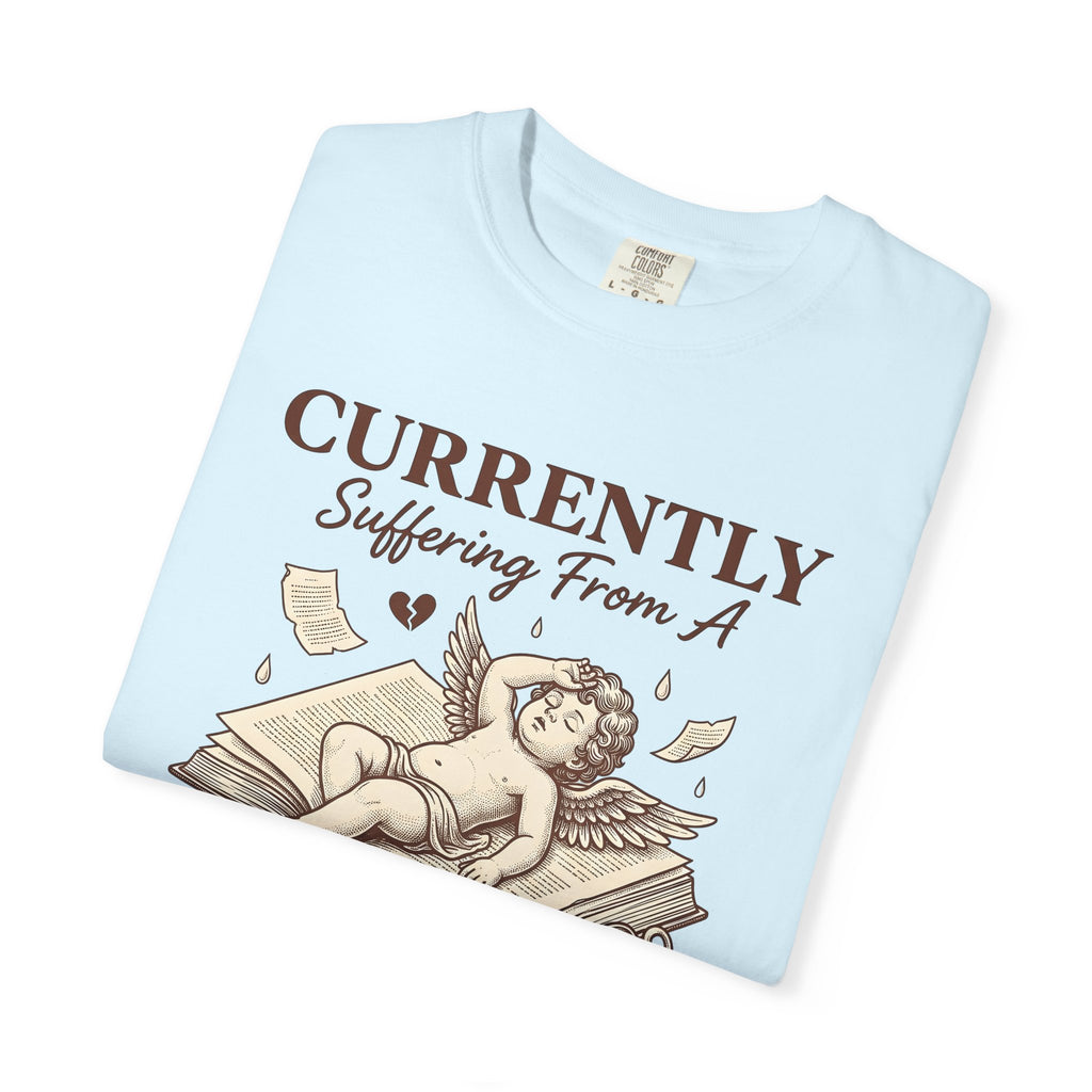Cupid Book Shirt Valentine Reading Gift Women Vintage Tee Love Book T-Shirt Valentine Fan Romance Tshirt Book Illustration Hand Drawn Heart