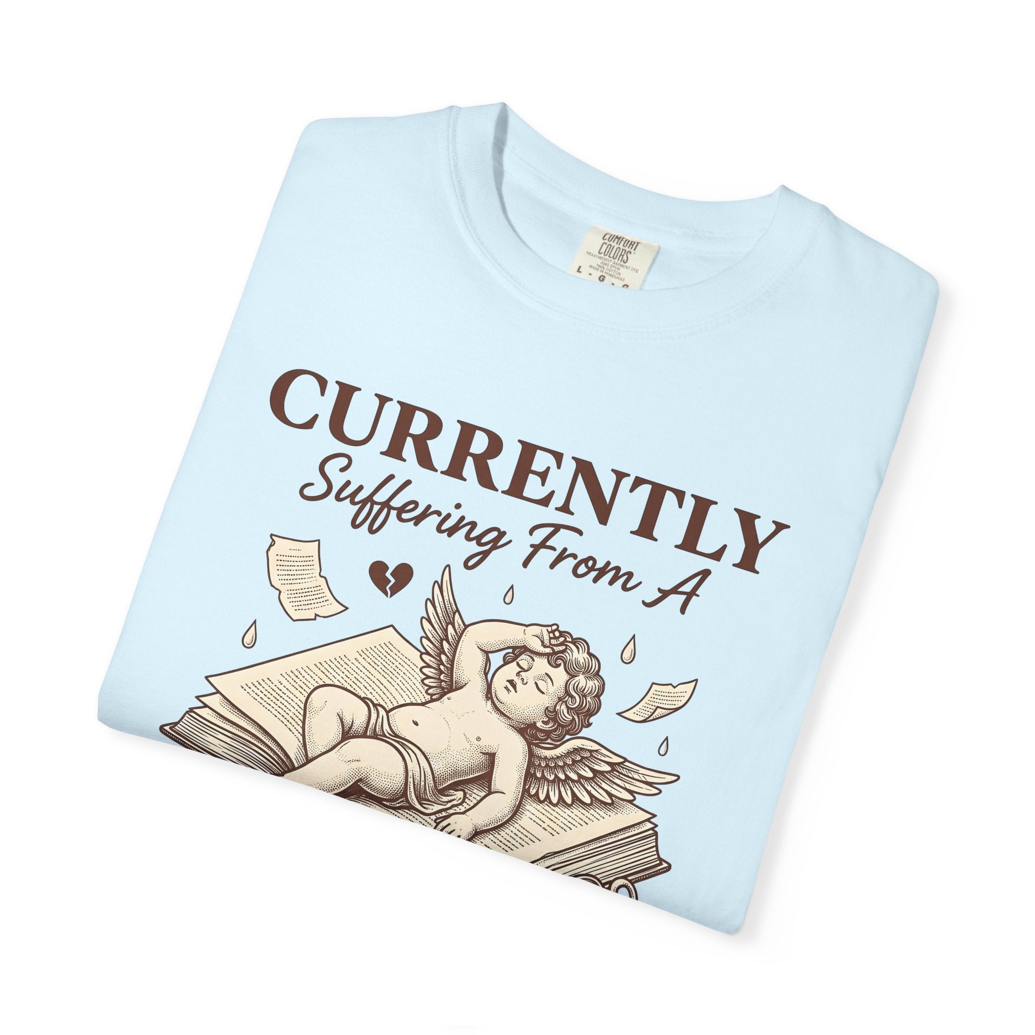 Cupid Book Shirt Valentine Reading Gift Women Vintage Tee Love Book T-Shirt Valentine Fan Romance Tshirt Book Illustration Hand Drawn Heart