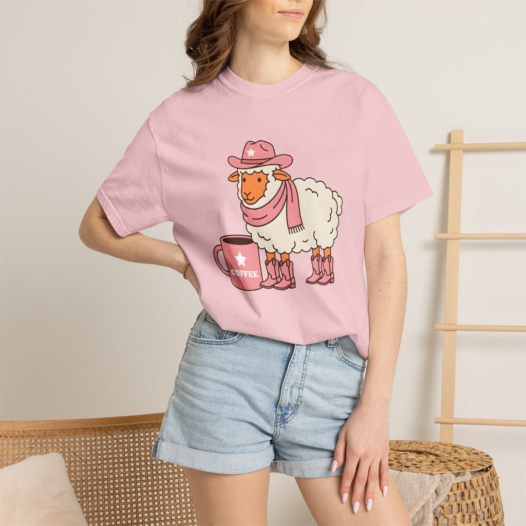 Cowgirl Sheep Shirt Coffee Animal Gift Women Kawaii Tee Shepherd T-Shirt Coffee Fan Cute Tshirt Creature Graphic Cartoon Coffee Mug Tshirt