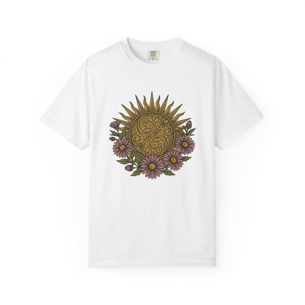 Sunshine Blossom Shirt Boho Chic Wilderness Gift Women Hippie Tee Flower T-Shirt Bohemian Fan Psychedelic Tshirt Outdoor Graphic Hand Drawn