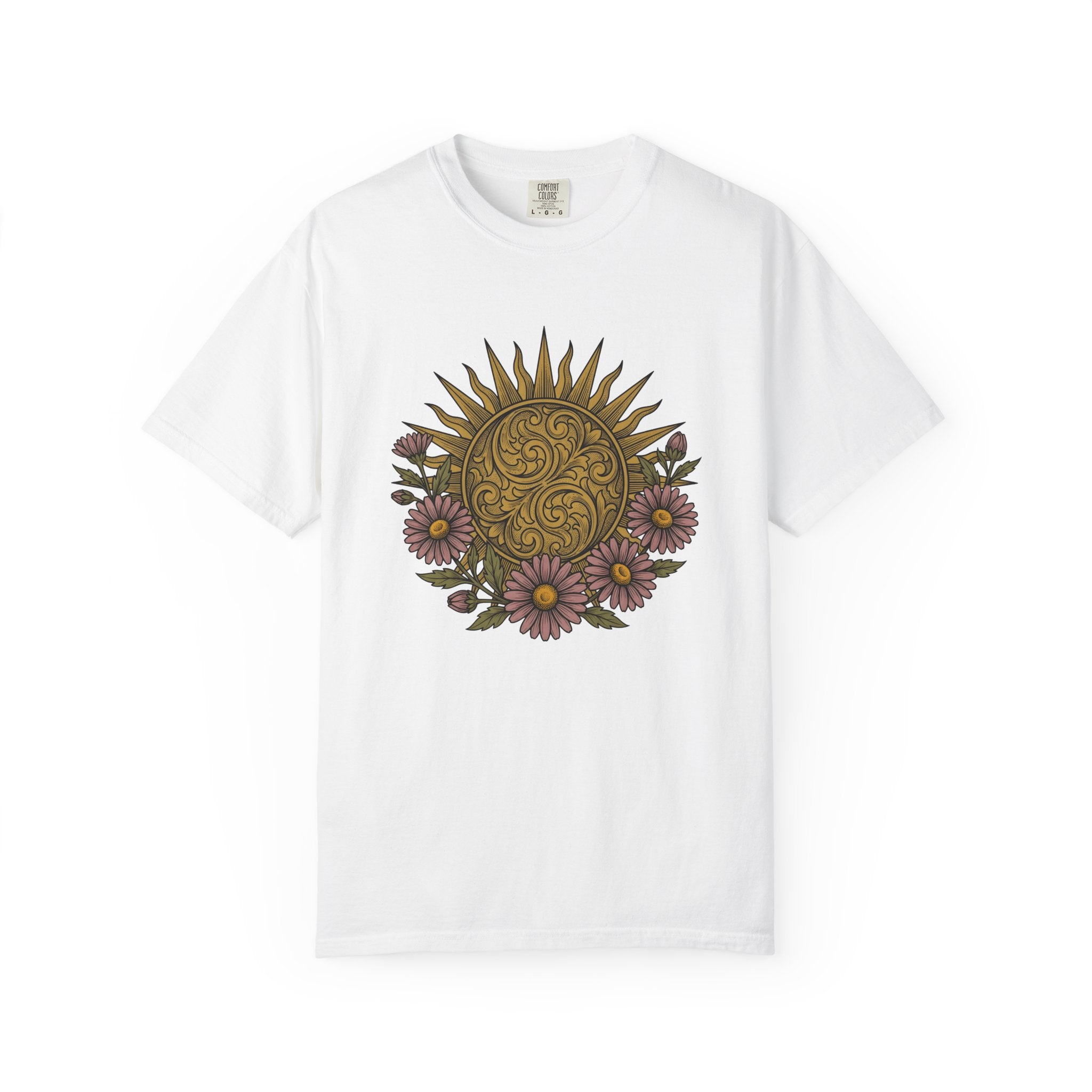 Sunshine Blossom Shirt Boho Chic Wilderness Gift Women Hippie Tee Flower T-Shirt Bohemian Fan Psychedelic Tshirt Outdoor Graphic Hand Drawn