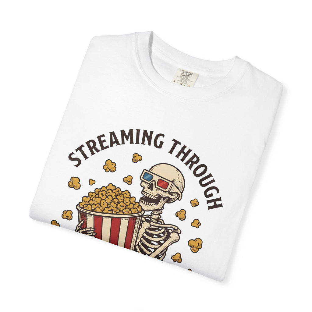 Skeleton Popcorn Shirt Skeleton Cinema Gift Women Cartoon Tee Popcorn T-Shirt Skeleton Fan Cartoon Tshirt Movie Graphic Hand Drawn 3d