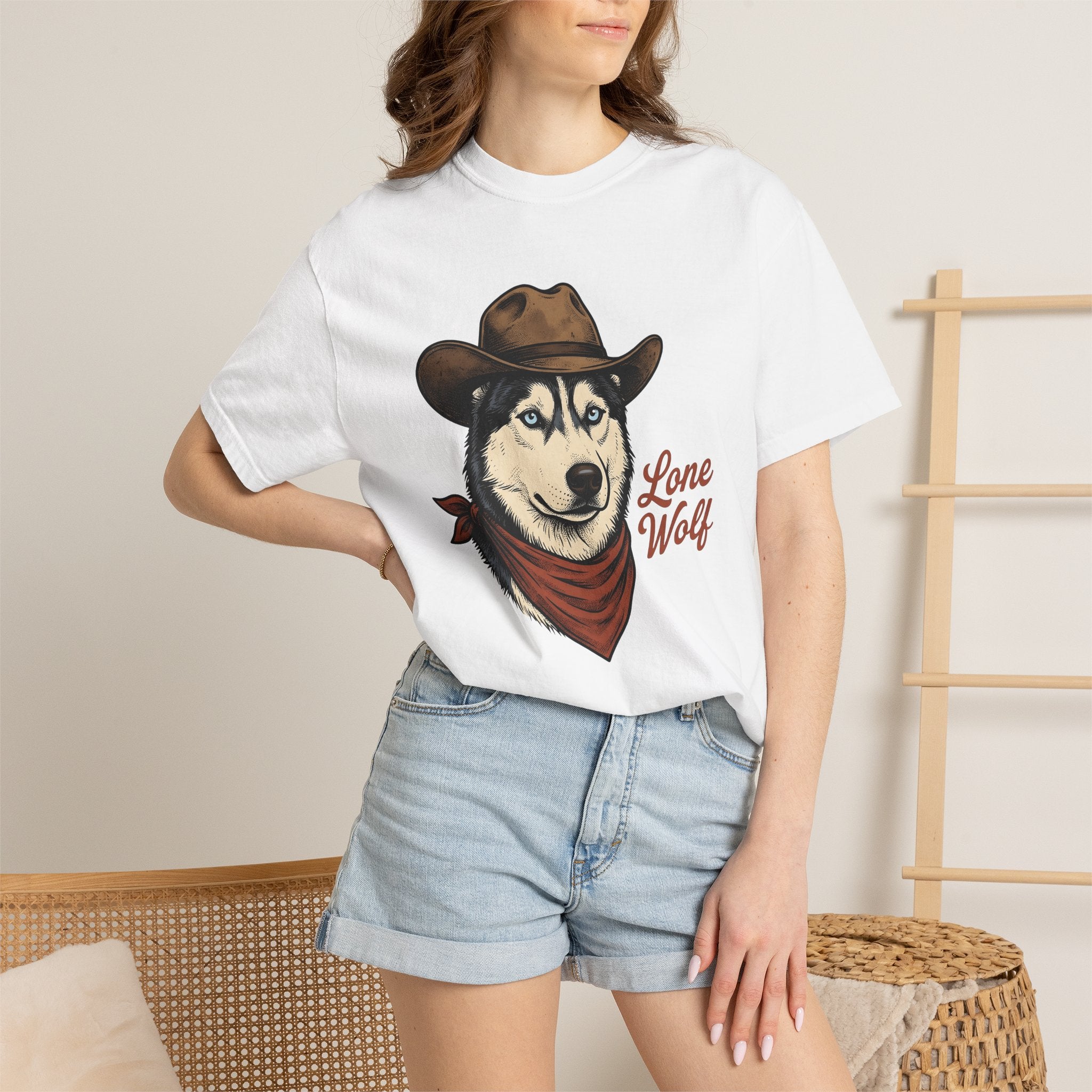 Siberian Husky Shirt Dog Rodeo Gift Women Classic Tee Husky T-Shirt Dog Fan Vintage Tshirt Rodeo Graphic Ink Neckerchief Tshirt