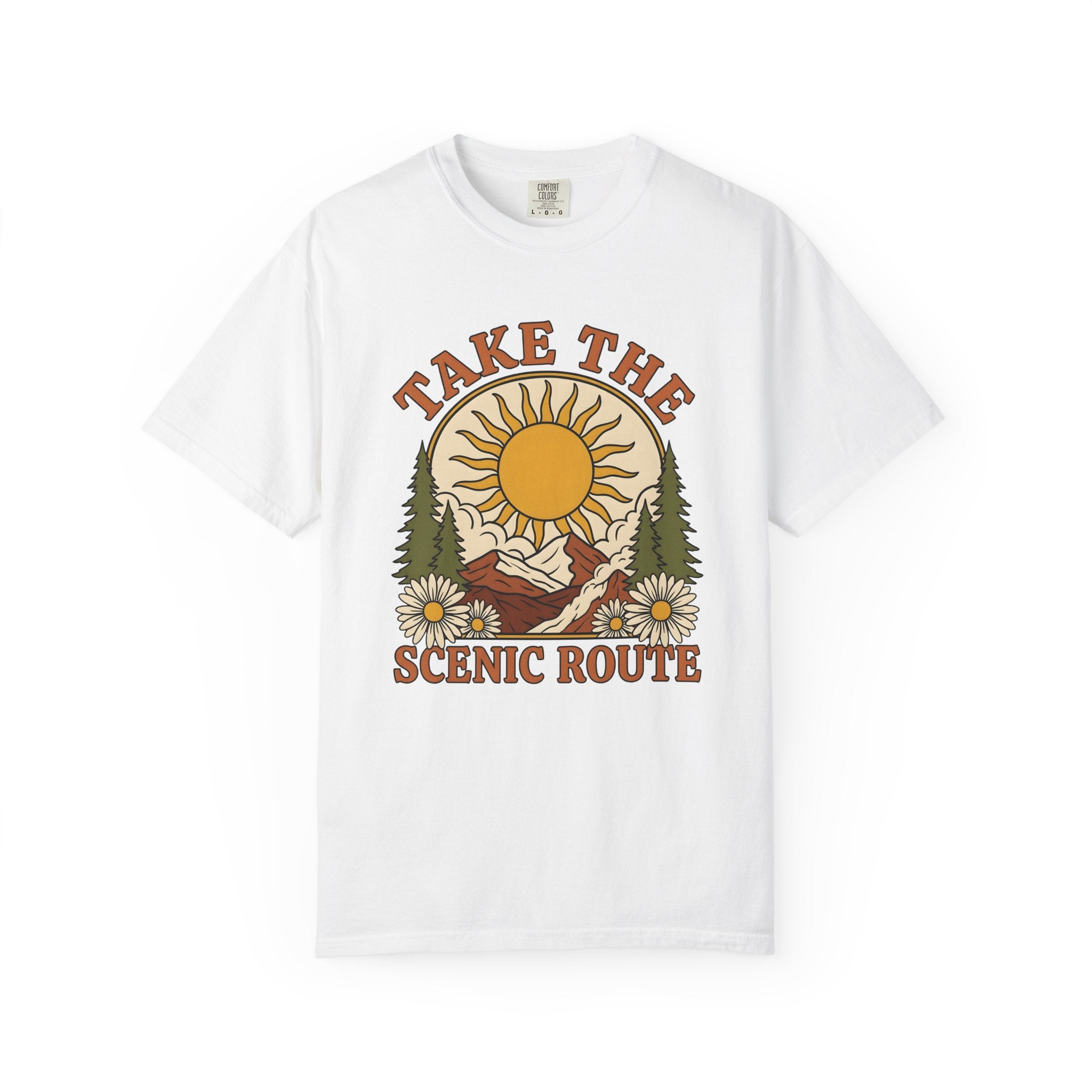 Sun Mountains Shirt Boho Nature Gift Women Boho Tee Mountain T-Shirt Hippie Fan Bohemian Tshirt Environmental Graphic Retro Wildflowers